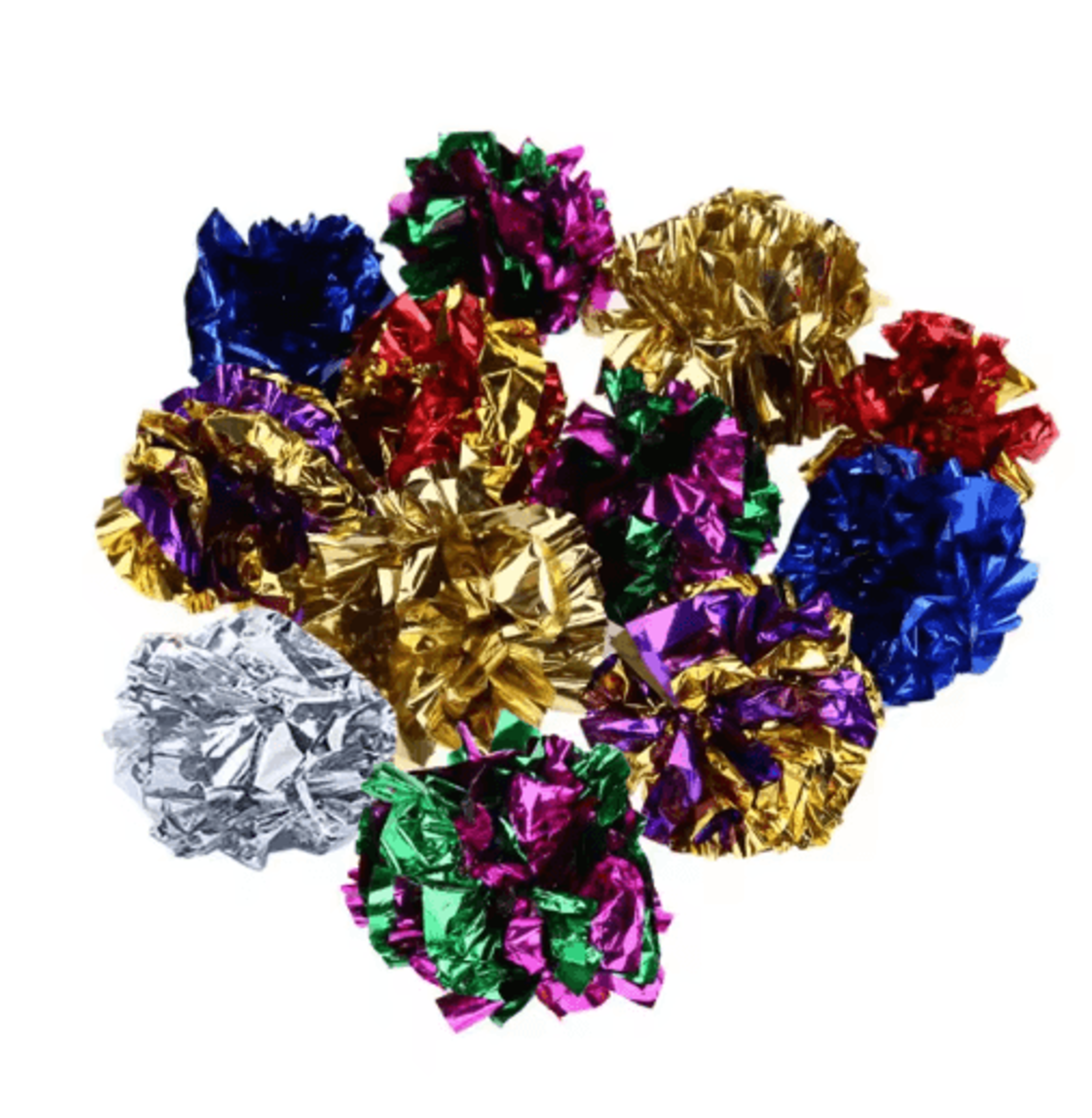 12-piece crinkle foil ball cat toy set – colorful mylar balls for interactive play