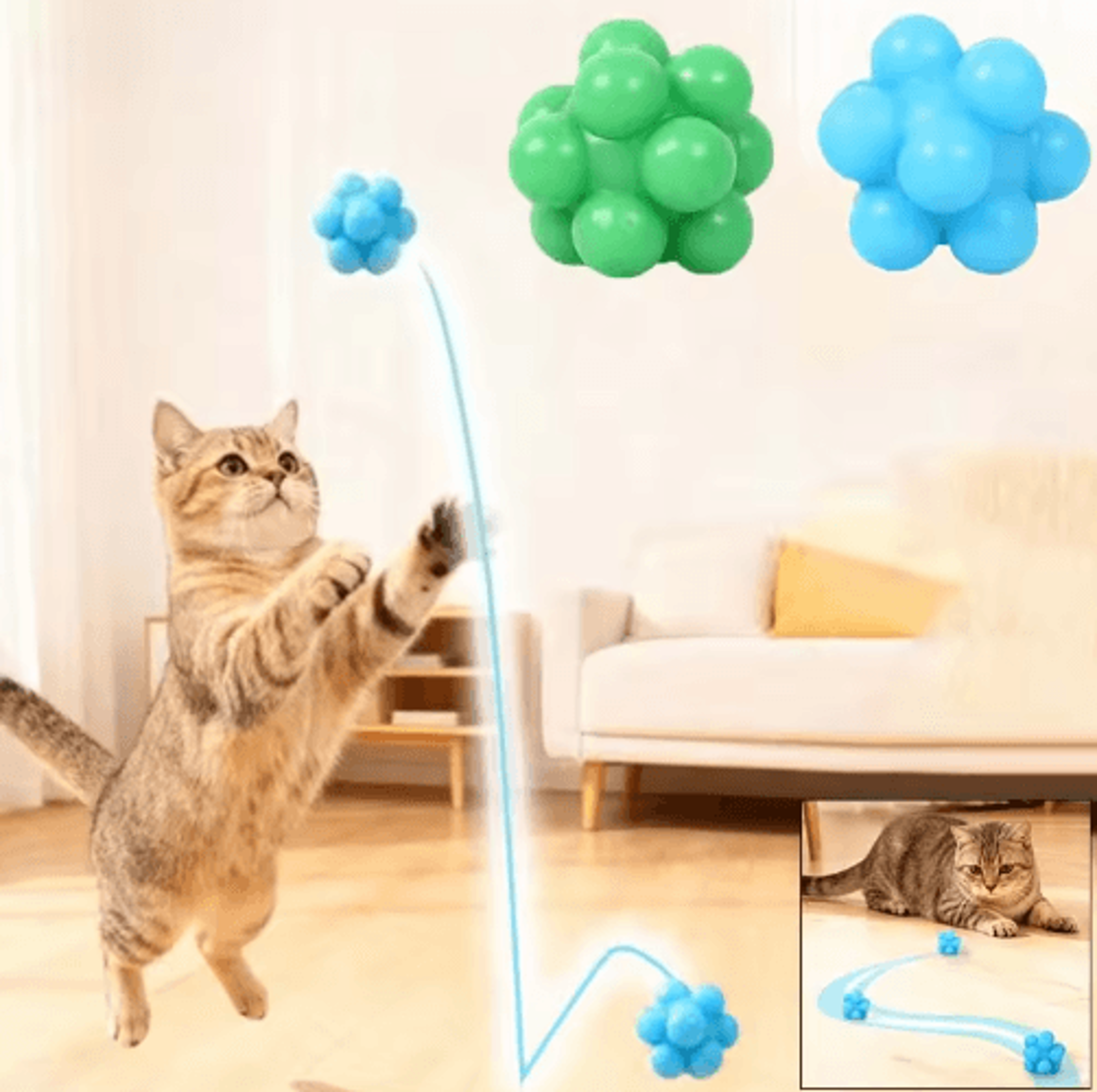 high-bounce cat chew ball – interactive bite-resistant toy for teeth cleaning & play