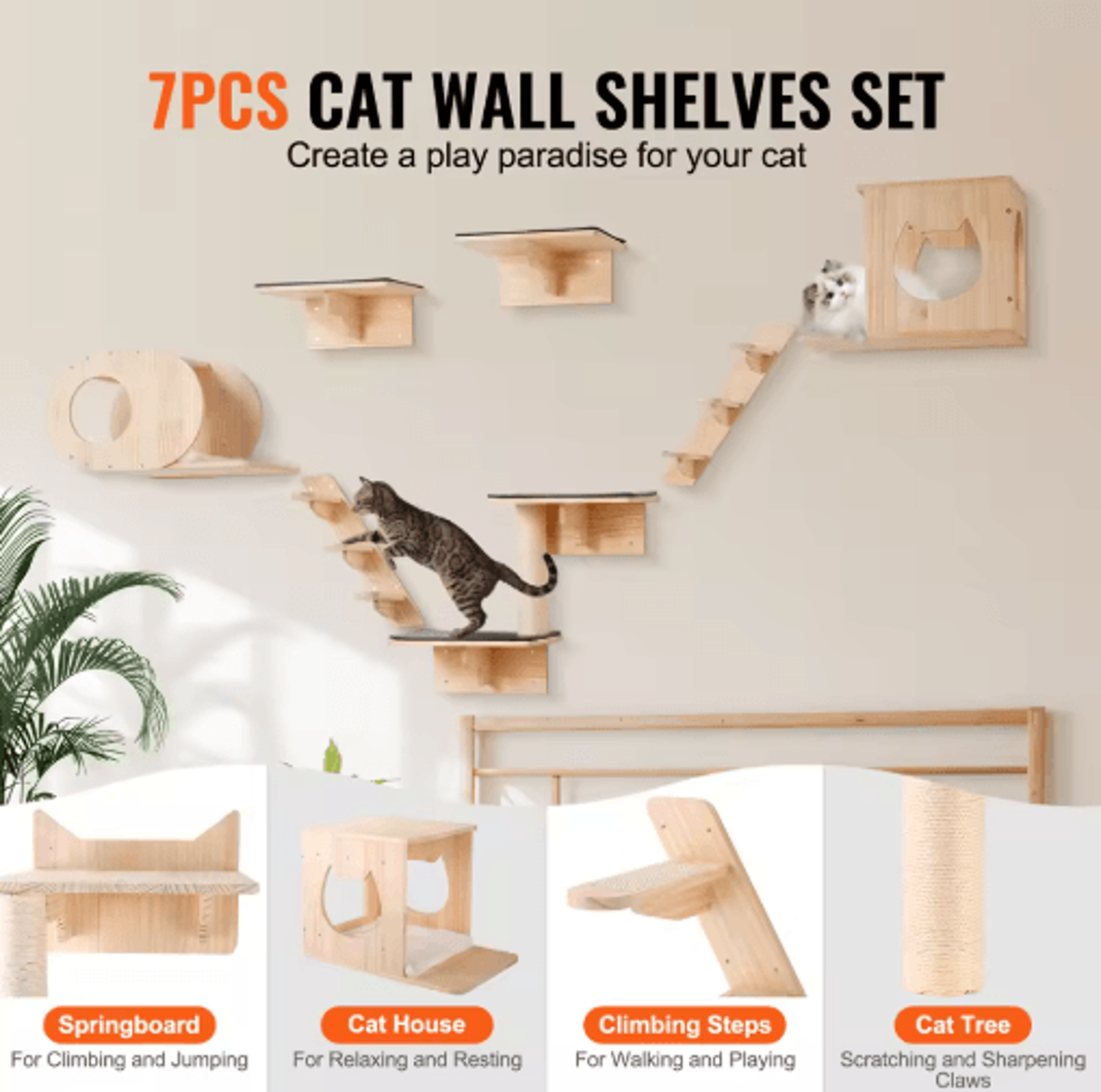 wall-mounted cat shelves & hammock set – premium cat climbing furniture with perches