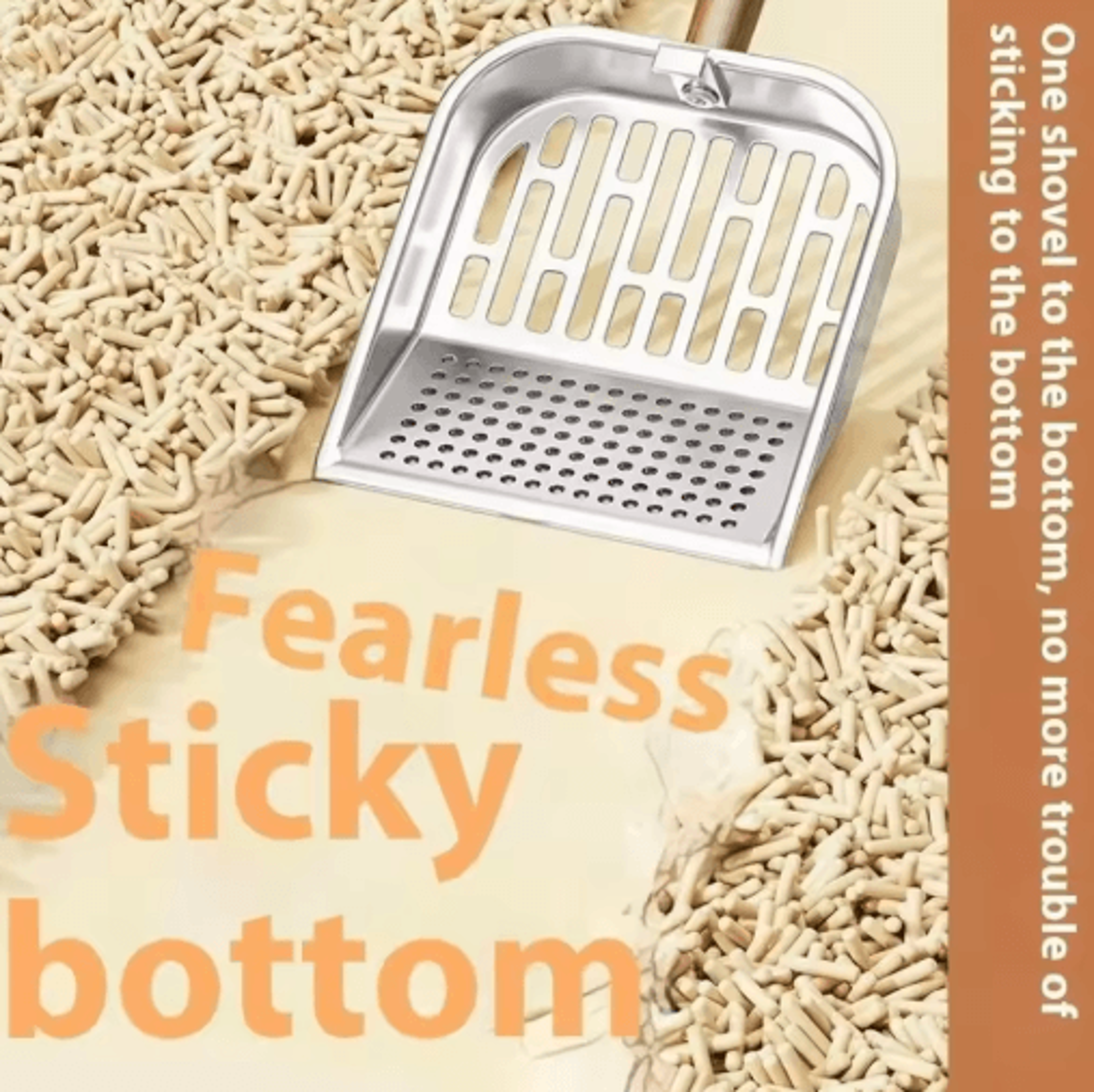 stainless steel cat litter scoop with wooden handle – heavy-duty pet waste shovel