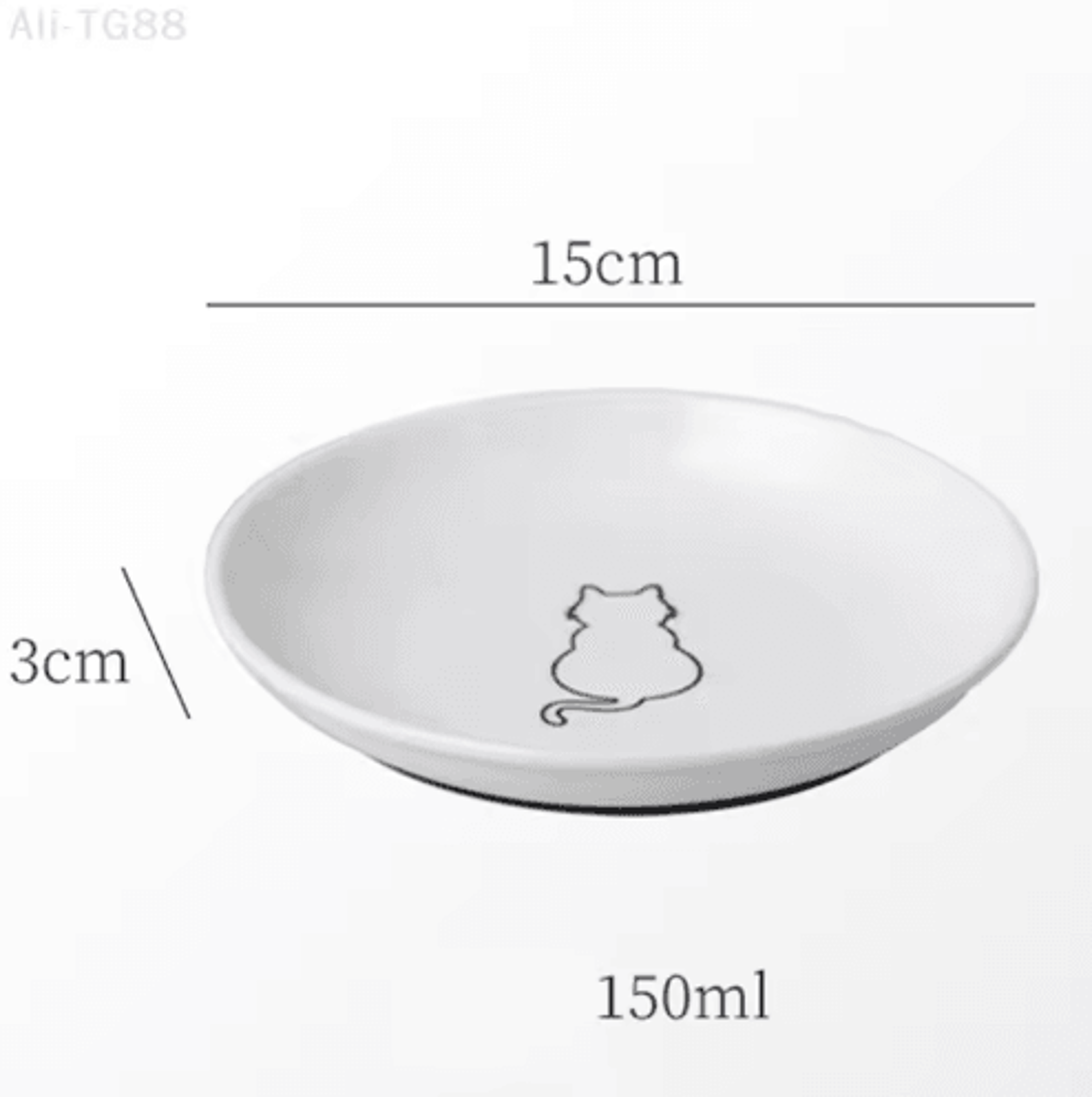 ceramic kitten feeding bowl – anti-slip pet dish with silicone support pad