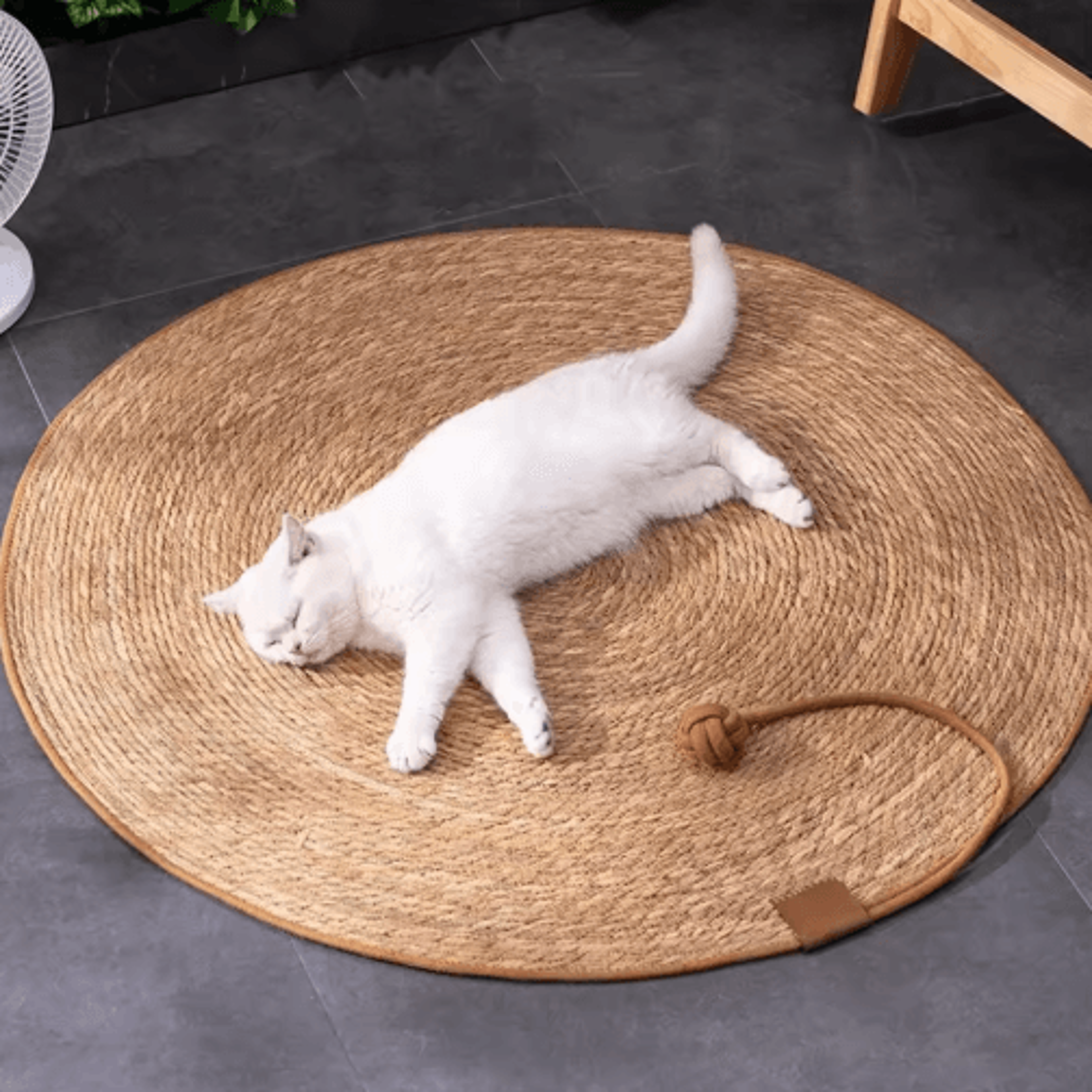 natural rattan cat scratcher mat – nail sharpening pad & furniture protector