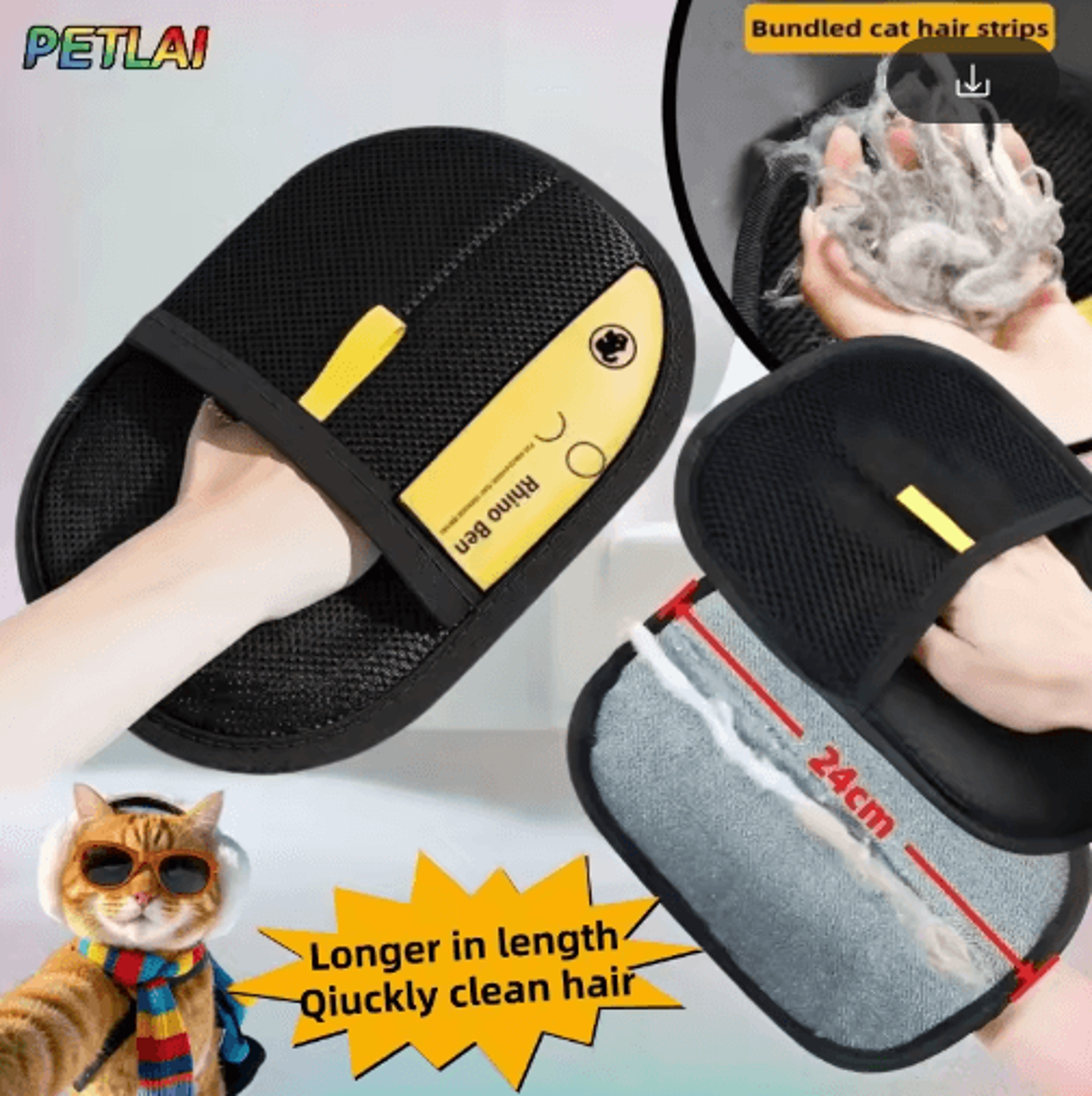 reusable pet hair removal glove – electrostatic grooming mitt for cats & dogs