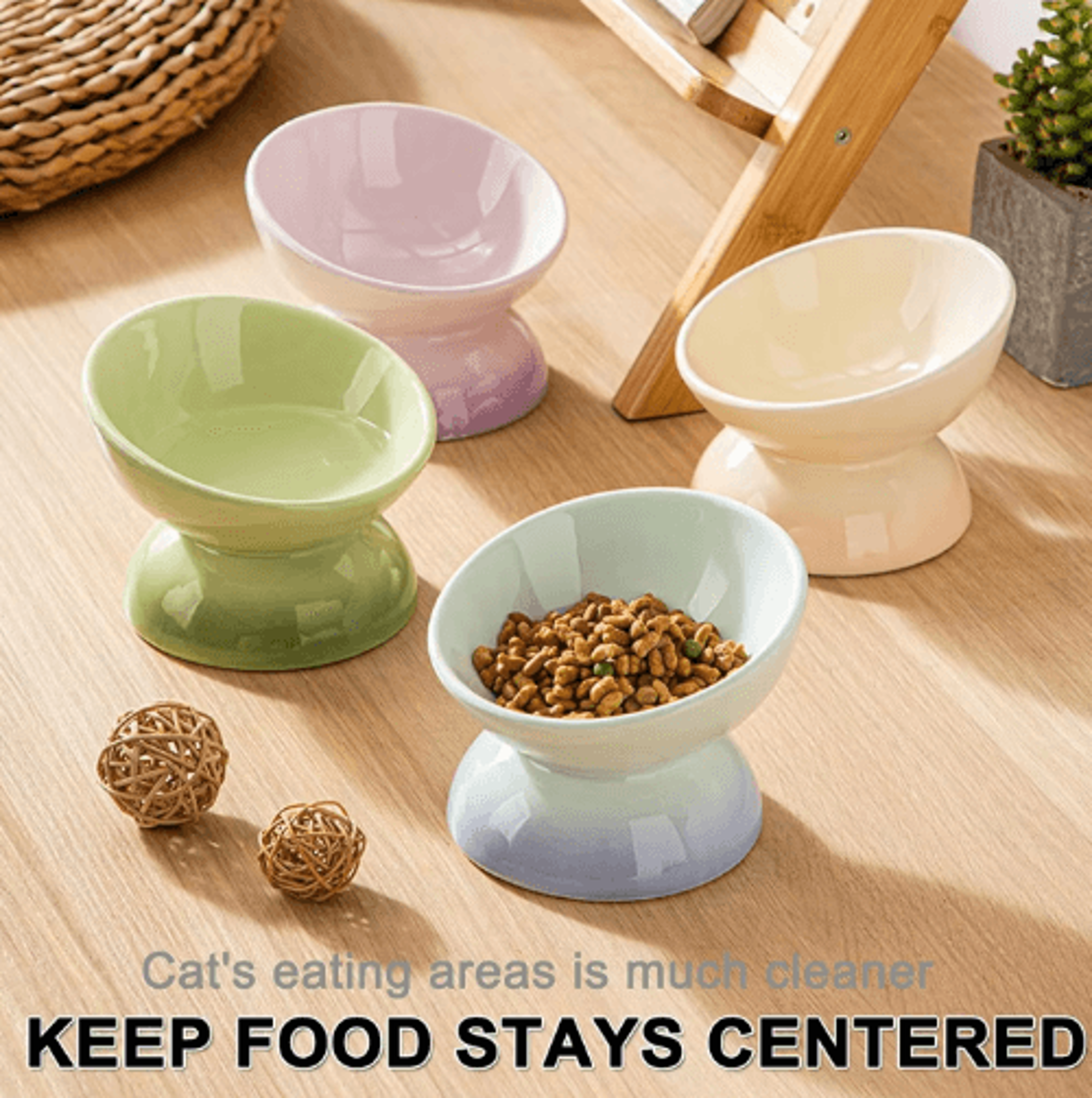 elevated tilted ceramic cat bowl – dishwasher & microwave safe pet feeding dish
