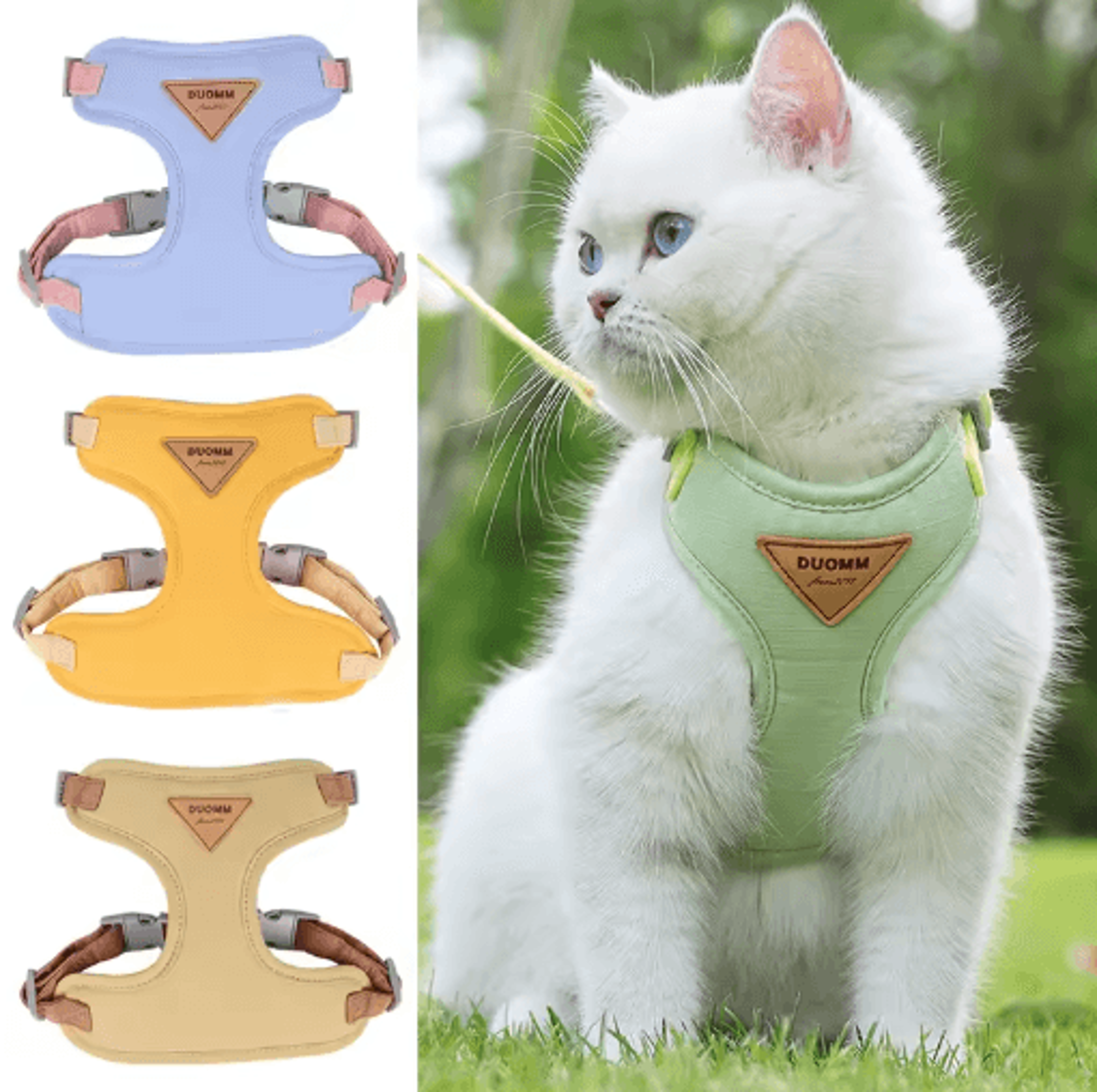 soft adjustable cat harness and leash set – comfortable walking vest for cats & kittens