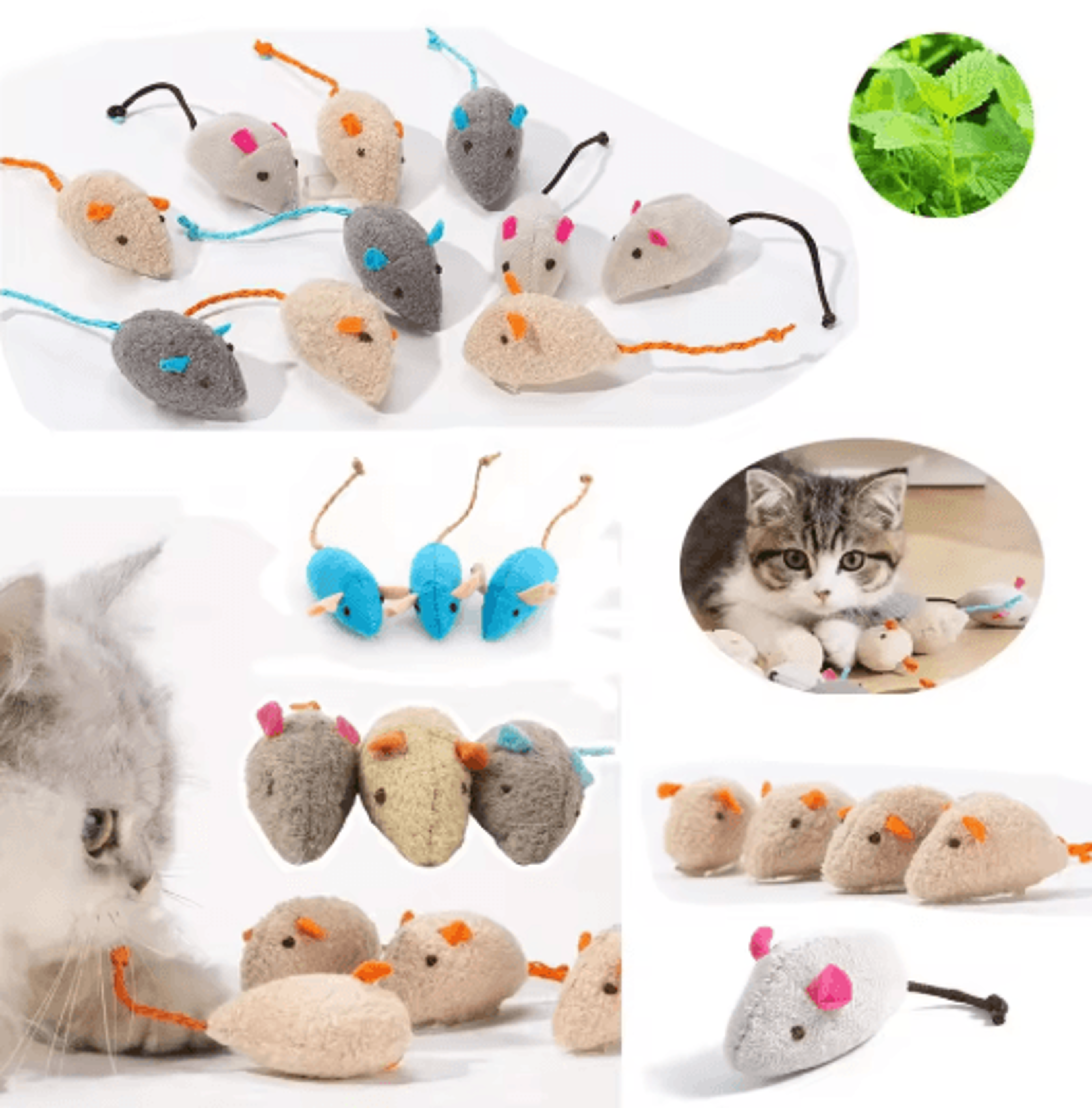 catnip rattle mouse toys set faux fur interactive hunting toys for cats