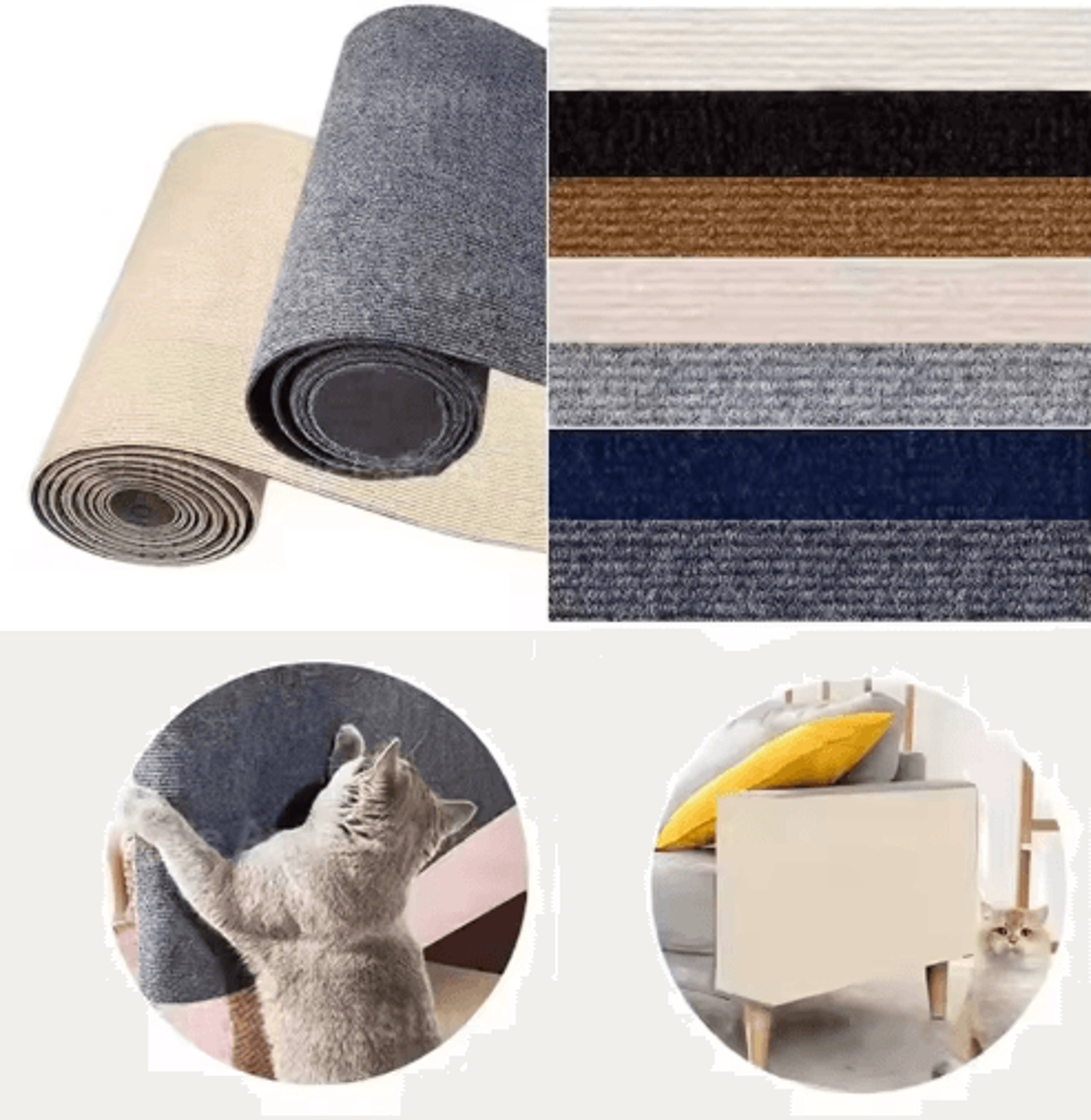 self-adhesive cat scratch protector carpet – trimmable furniture & wall scratching mat