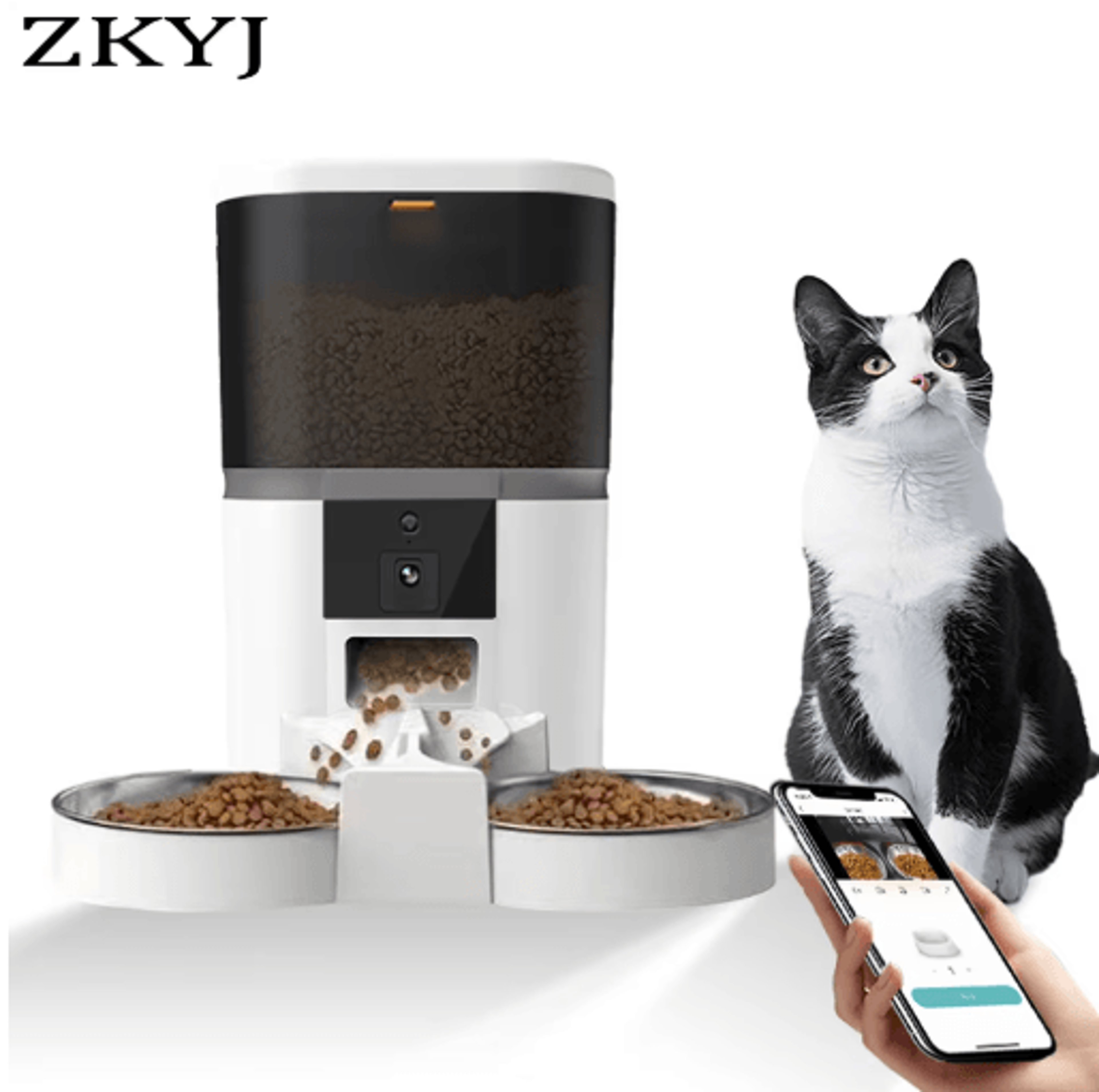 4l smart automatic pet feeder with hd camera remote app controlled food dispenser for cats & dogs