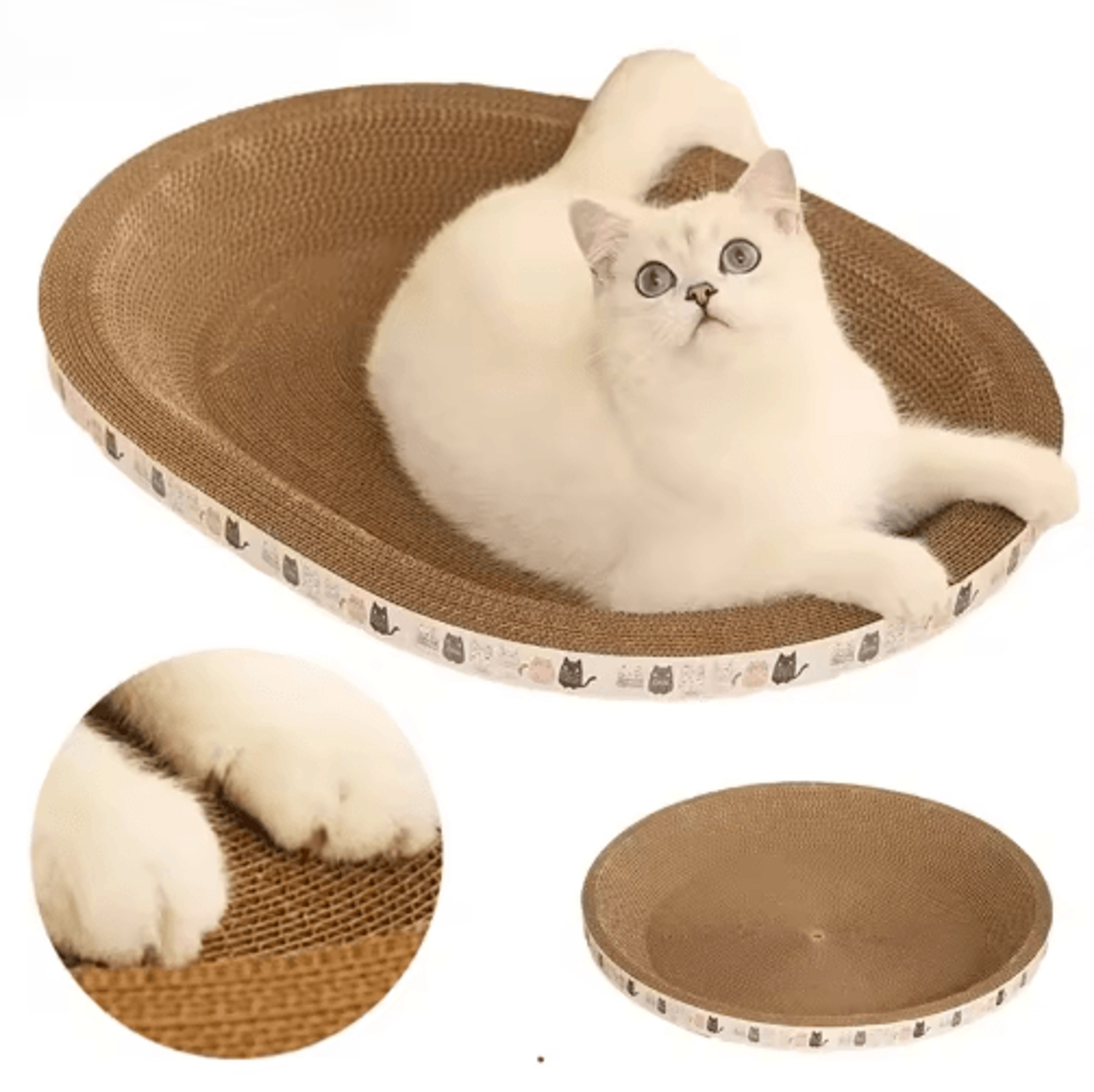 corrugated cat scratching lounge bed – durable scratcher with catnip & furniture protectio