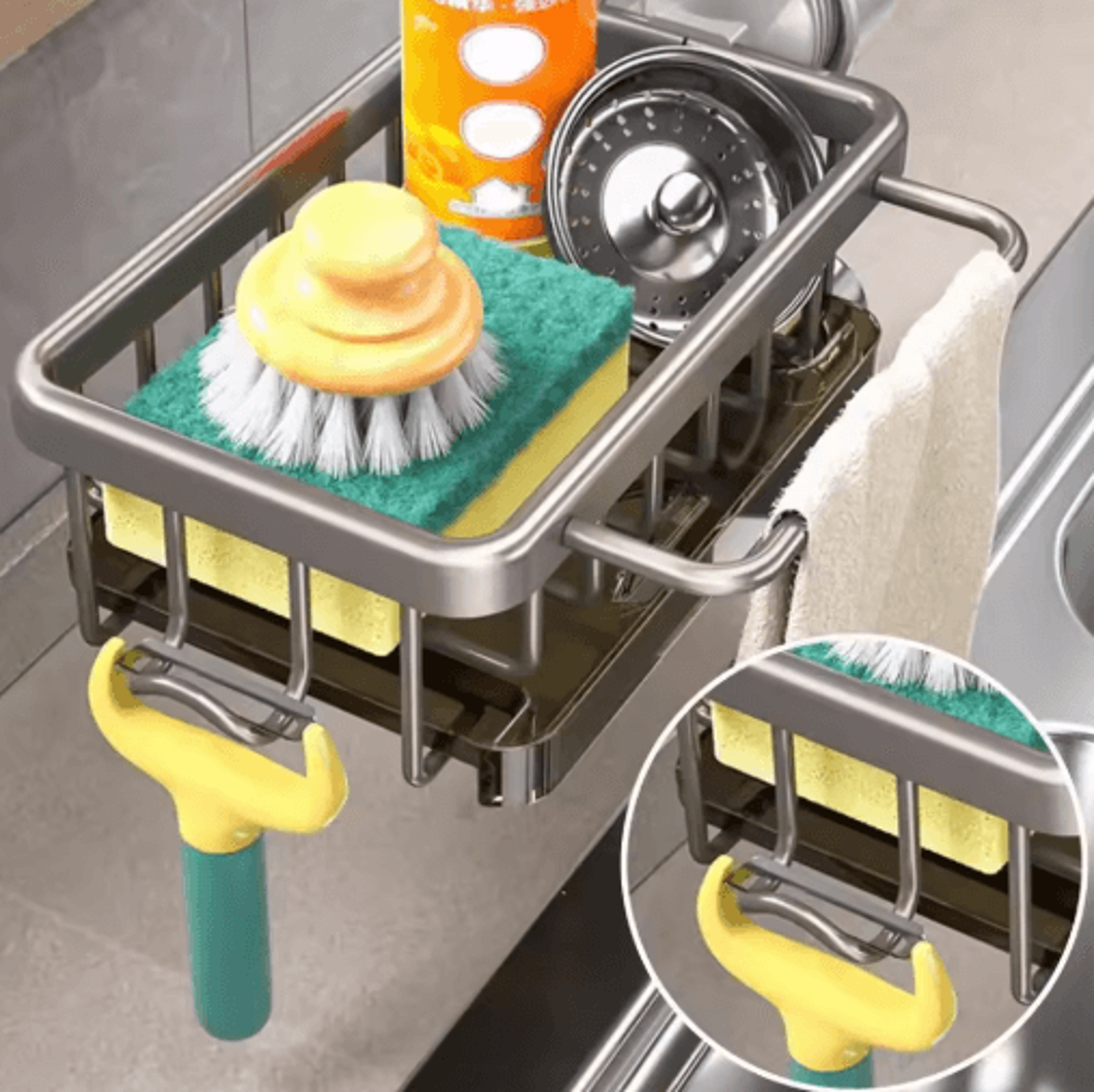 kitchen sink faucet storage rack – drain basket organizer for sink & bathroom essentials