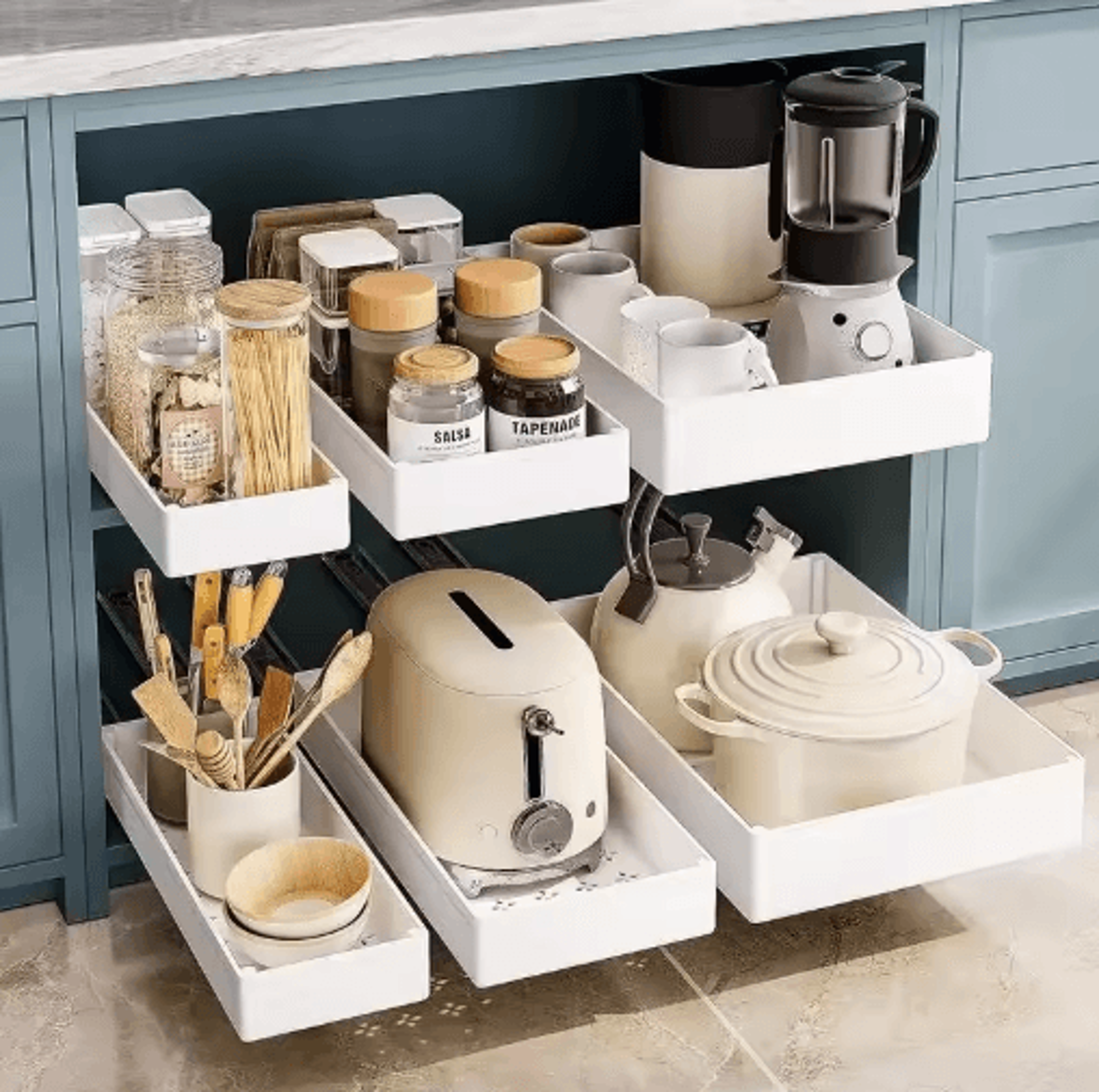 pull-out cabinet storage rack – sliding pantry organizer tray for kitchen cabinets