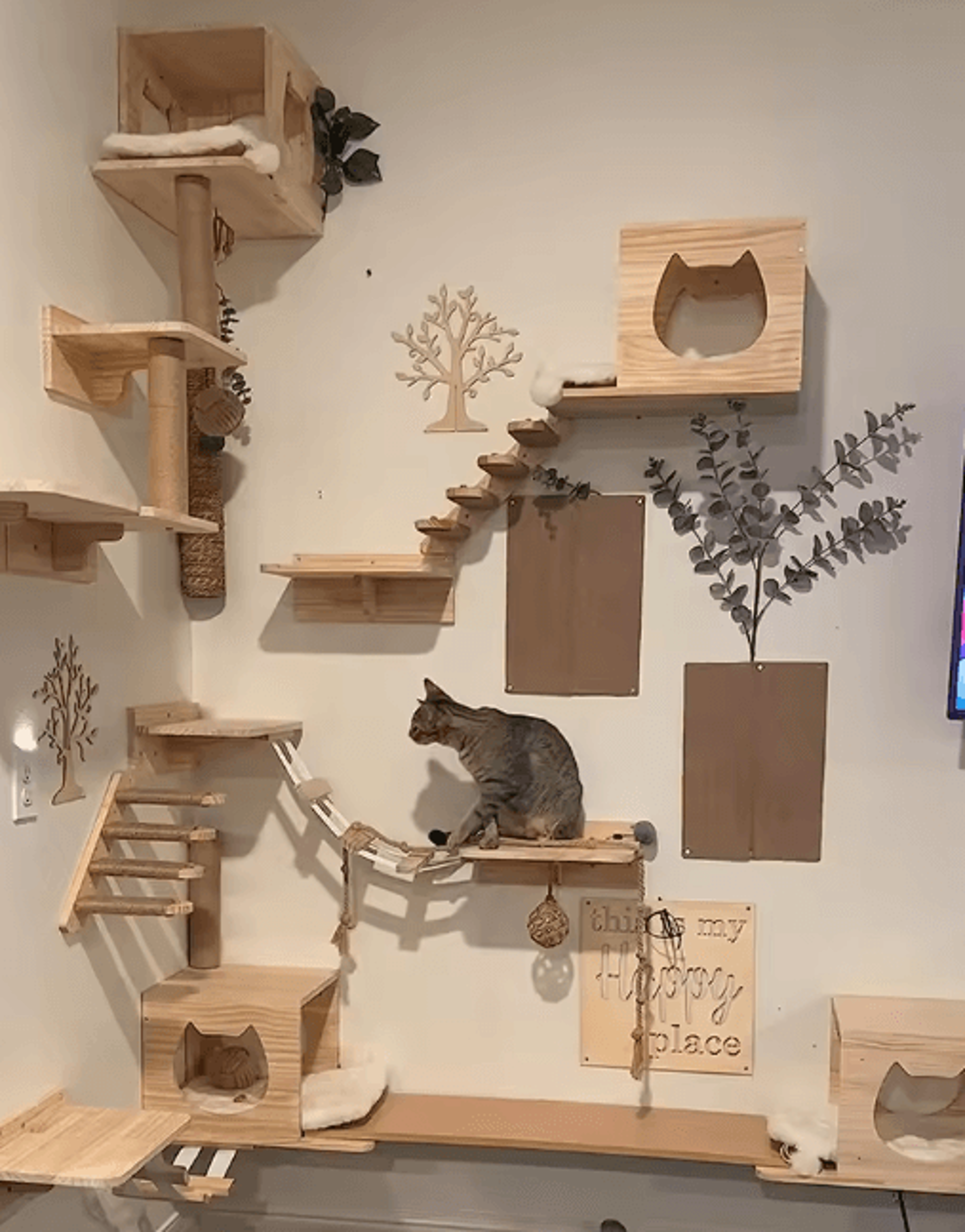 wall-mounted cat climbing shelves & steps – sisal scratching stairway for cats