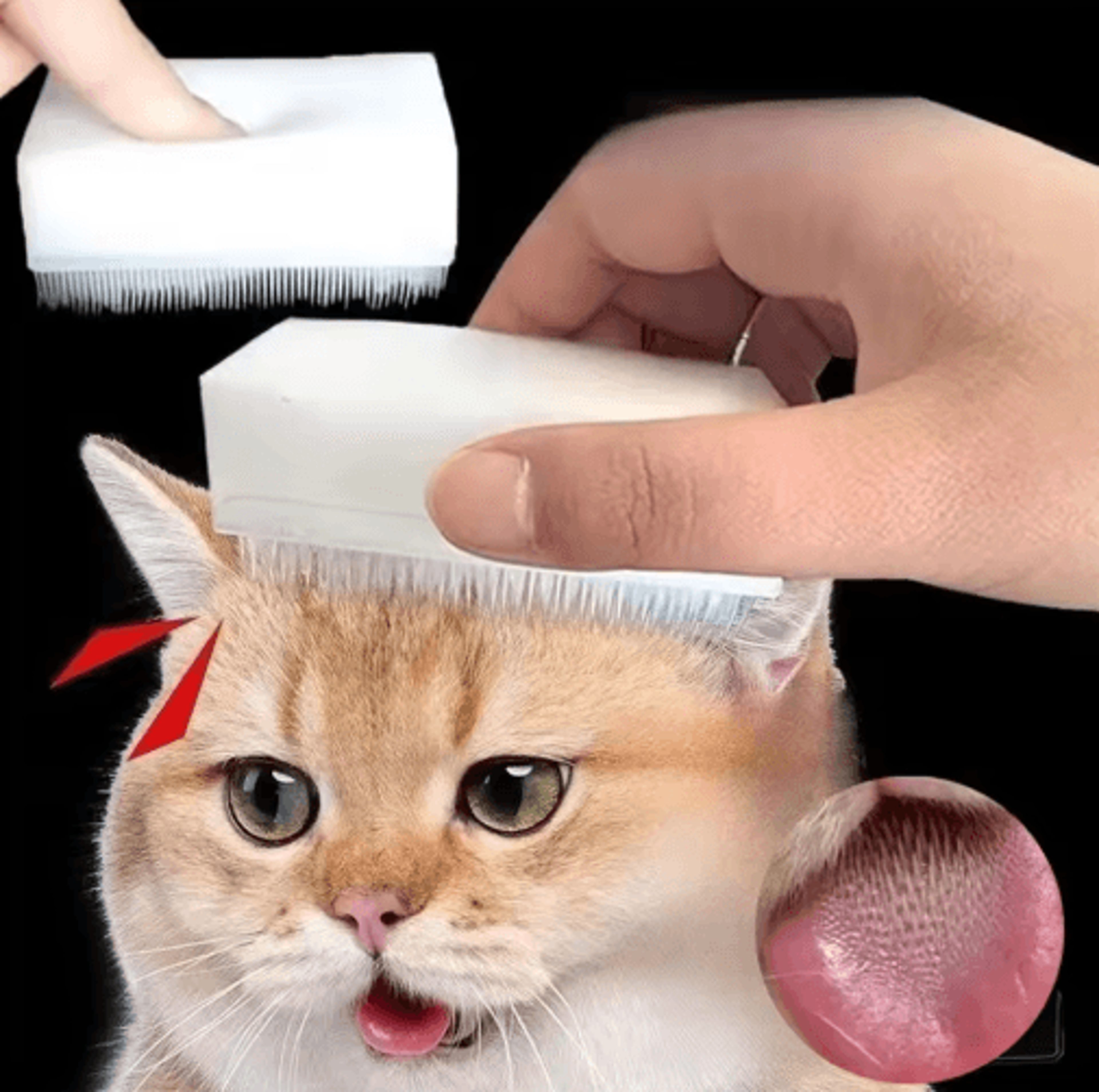 double-sided cat massage & grooming brush – soft tongue-inspired cleaning comb for cats & dogs