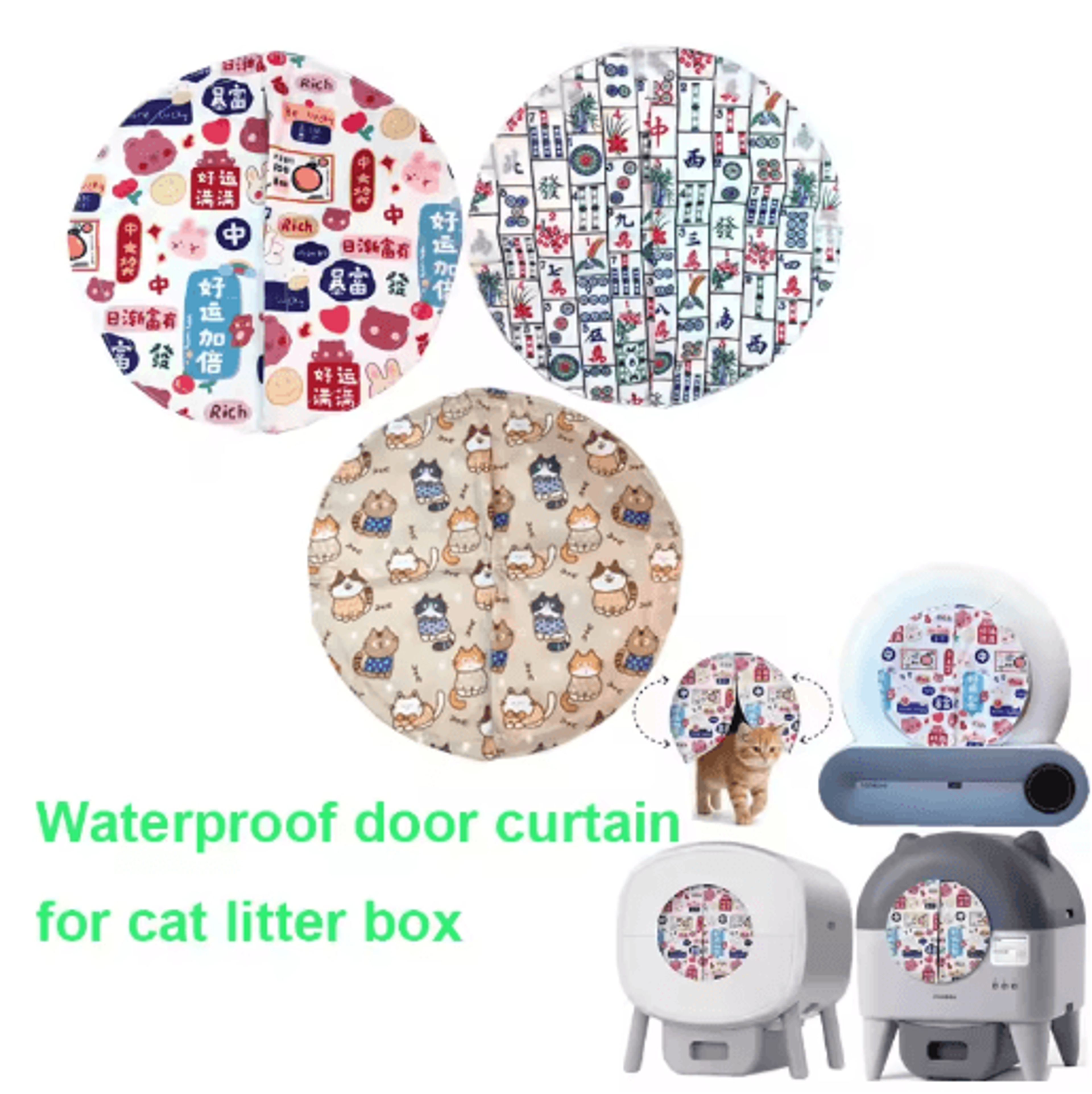 upgraded waterproof magnetic door curtain for tonepie automatic litter box – odor & dust protection cover