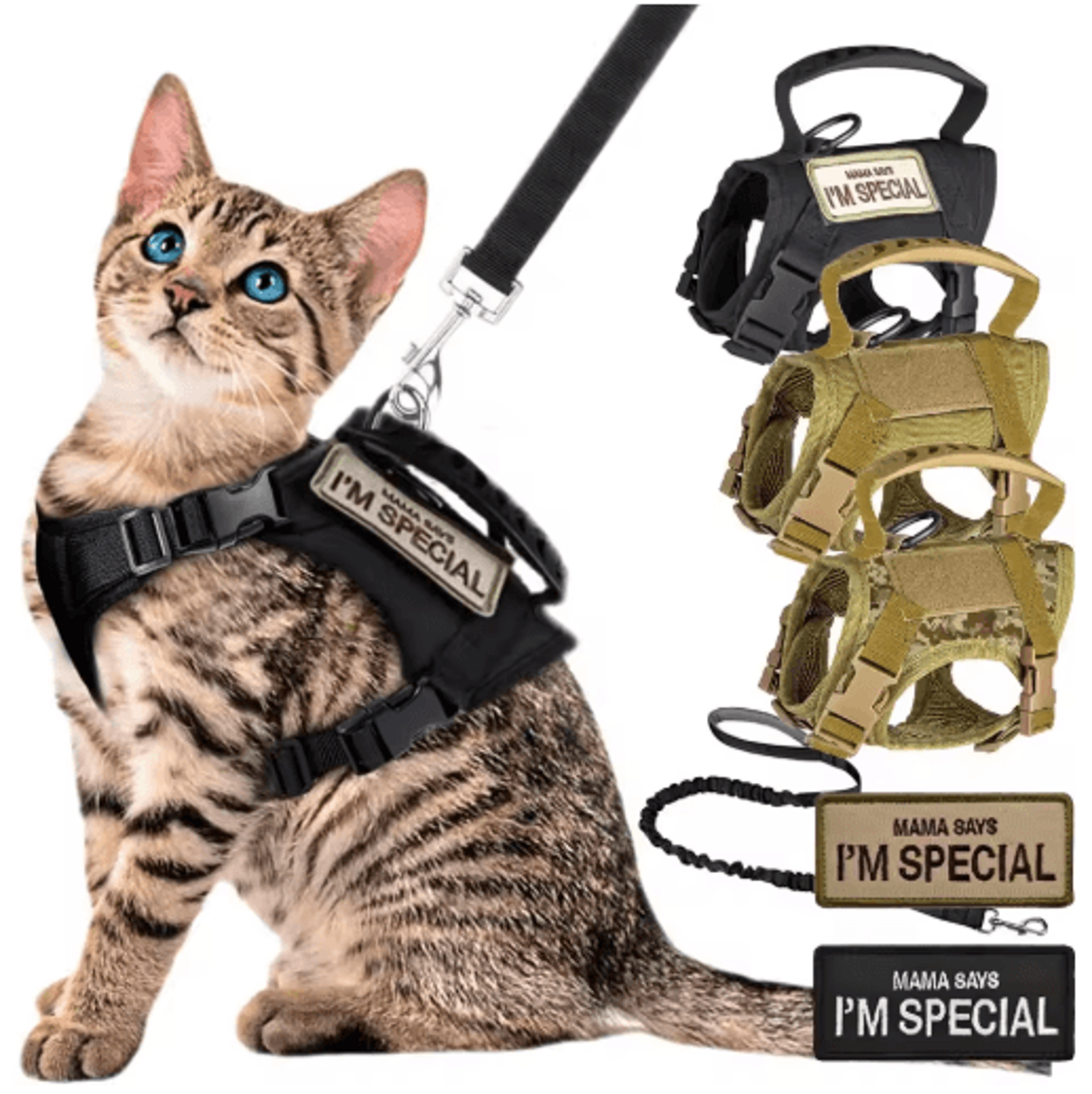adjustable tactical pet harness & leash set with control handle for cats and dogs