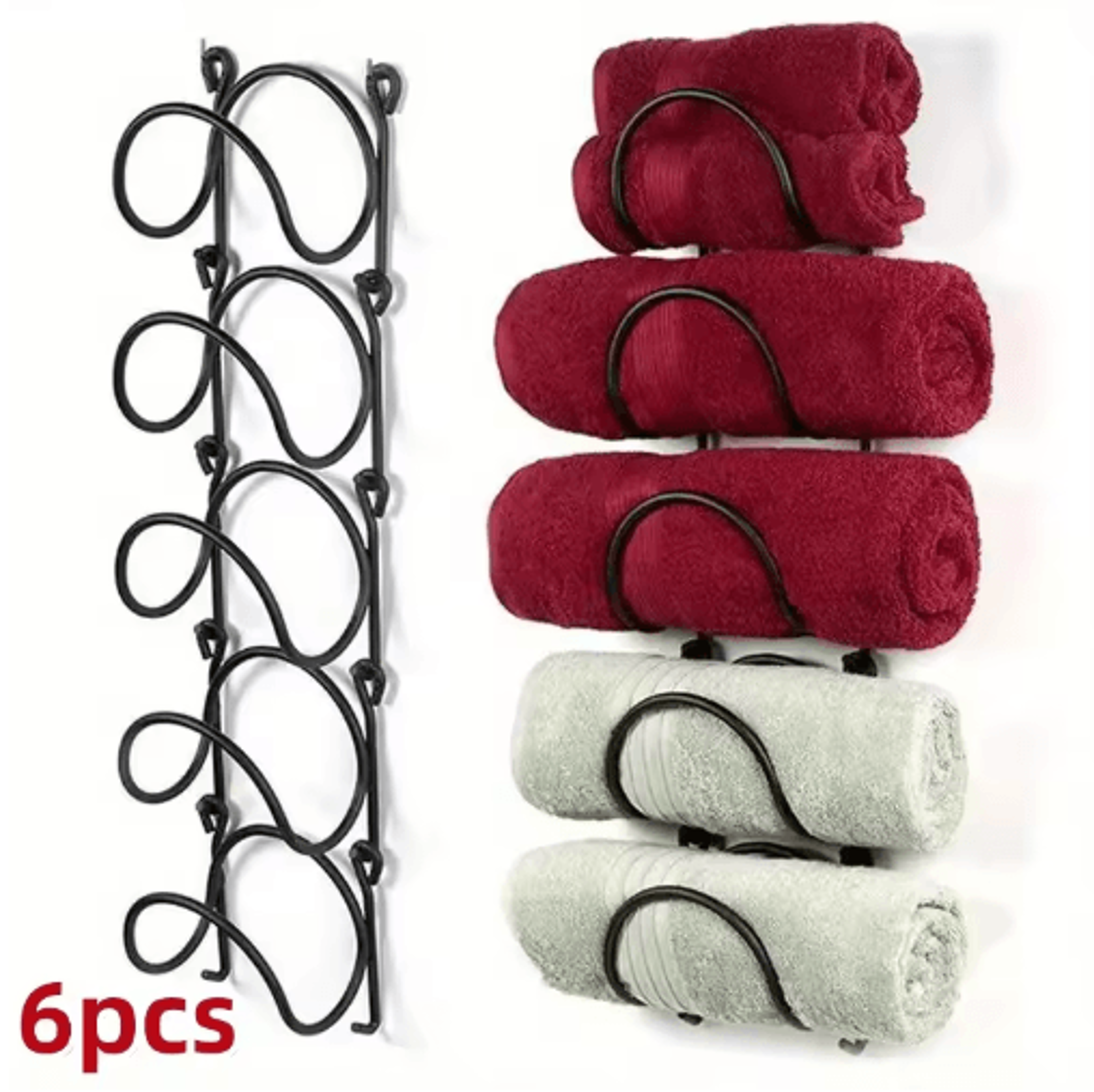 wall-mounted multi-layer towel rack with hooks & storage shelf