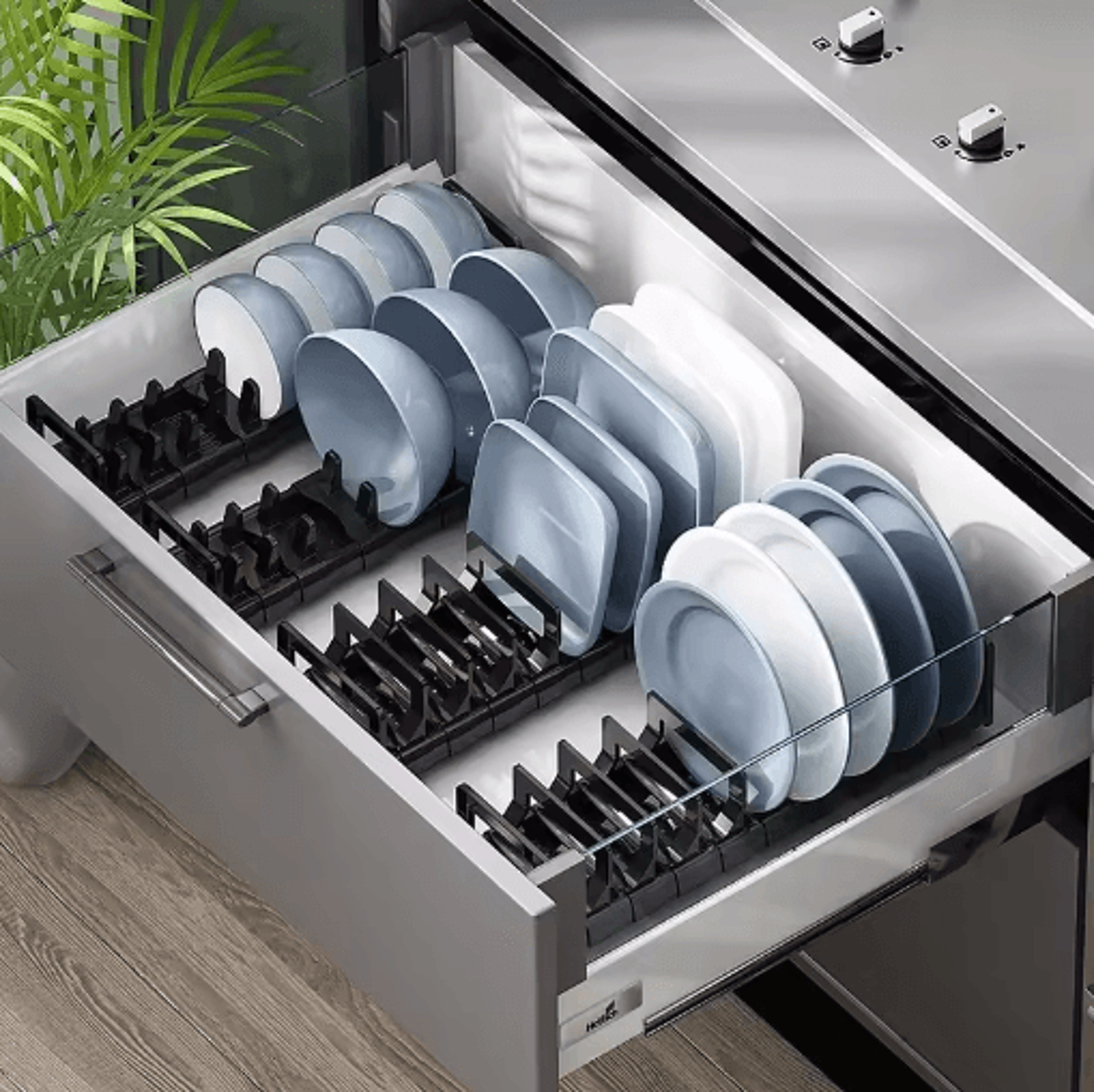 adjustable under cabinet dish & bowl drying rack for kitchen storage