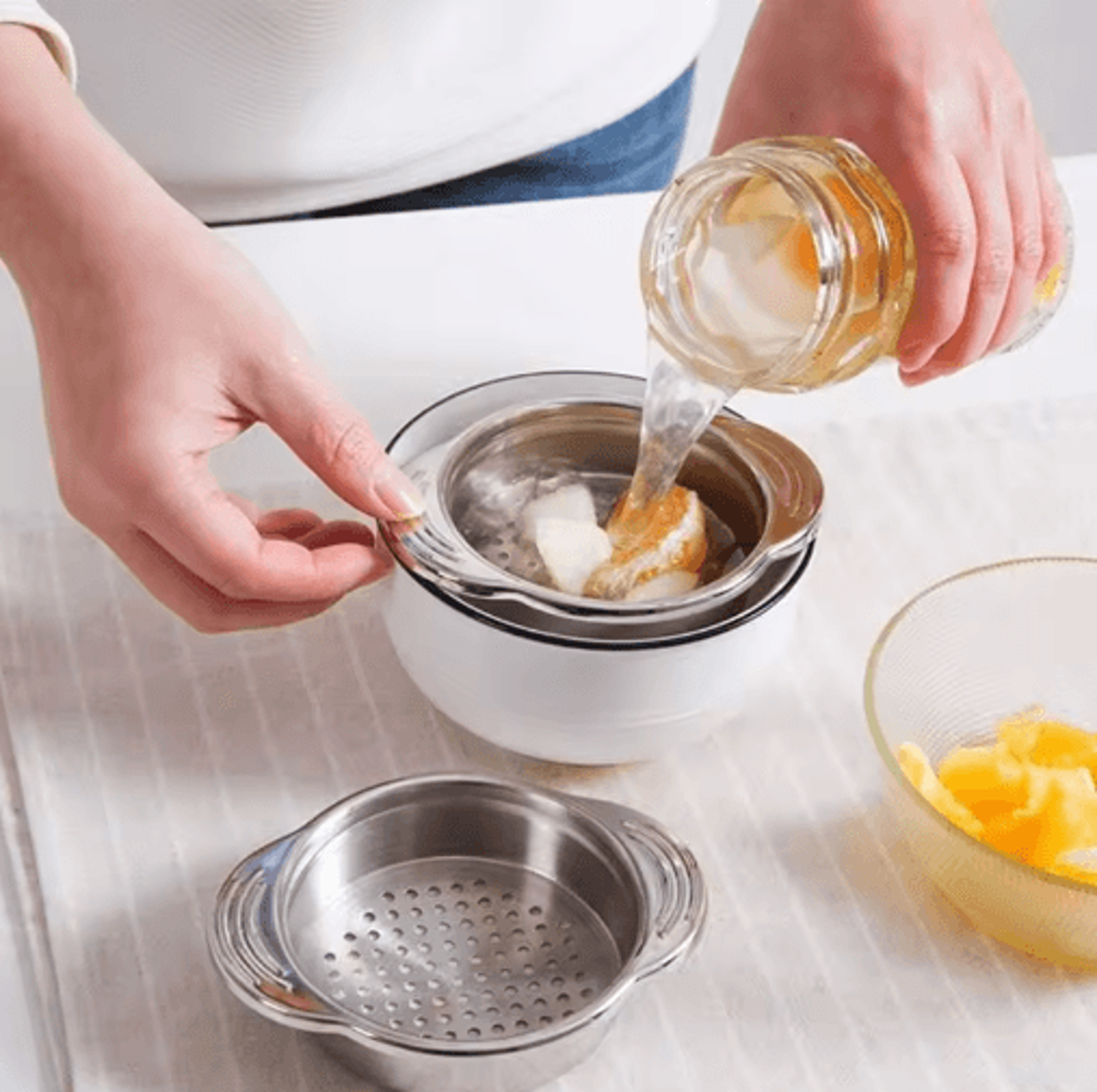 stainless steel tuna can strainer & food drainer for canned foods