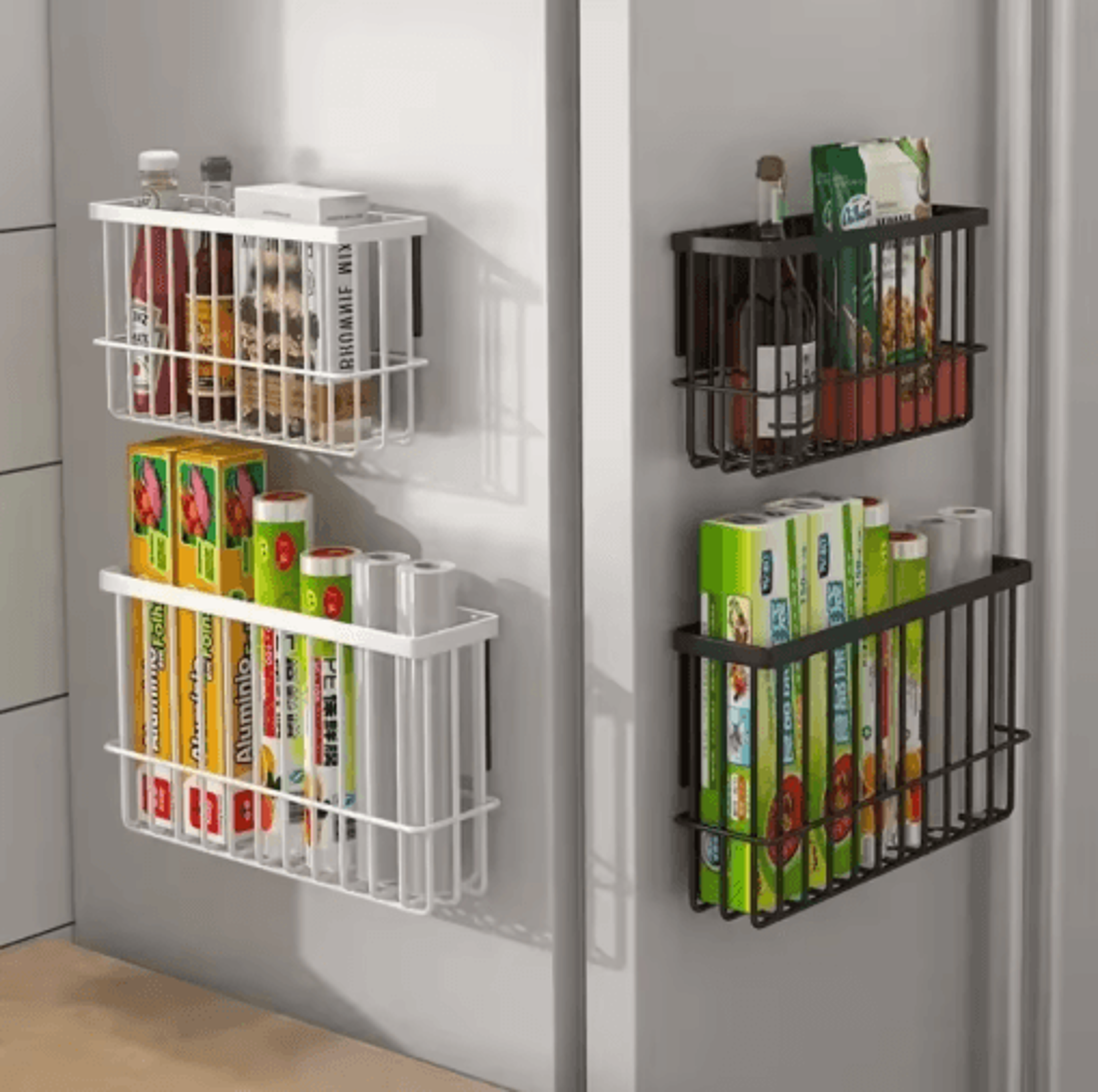 magnetic refrigerator storage shelf & wall-mounted organizer basket