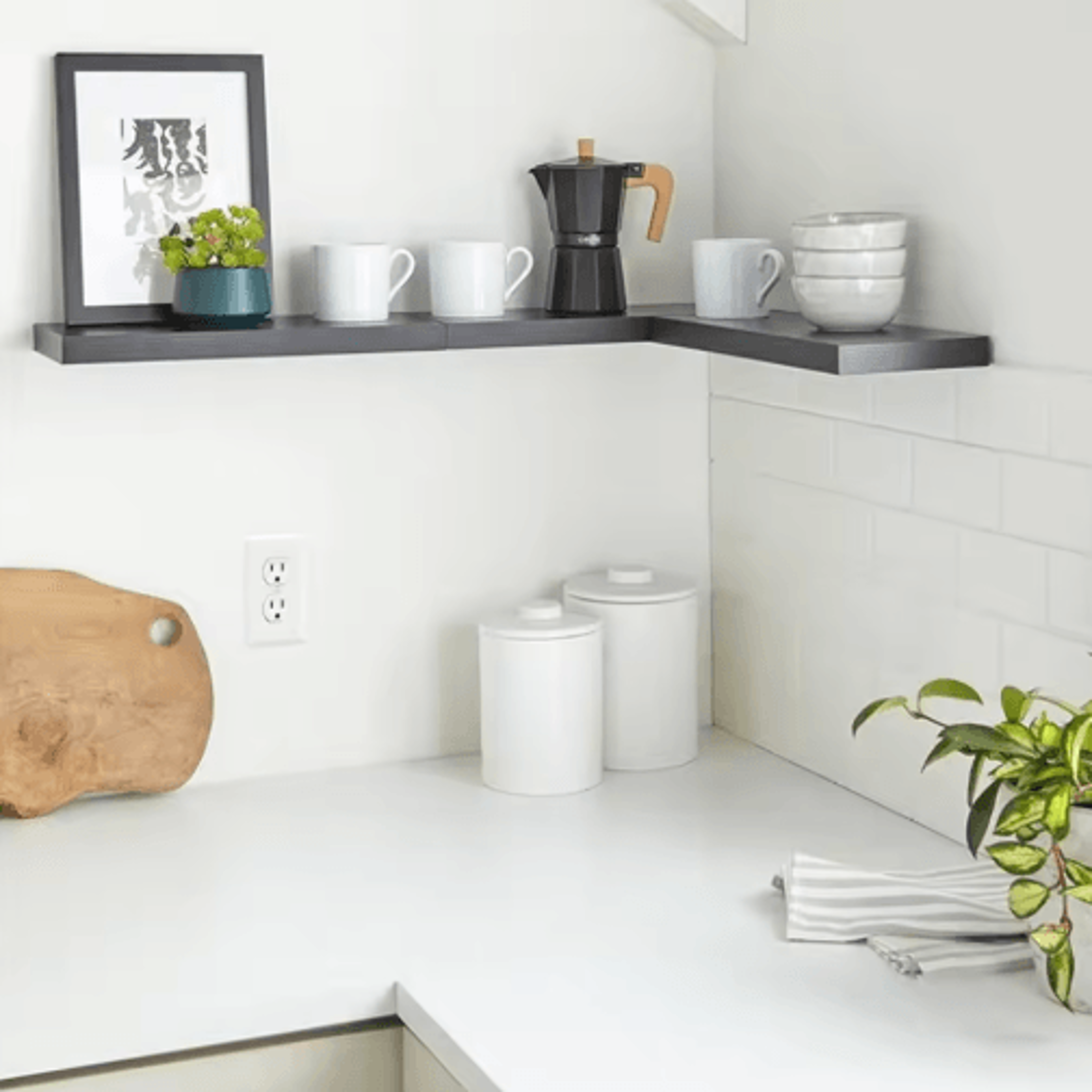 rustic wooden floating wall shelf with invisible brackets