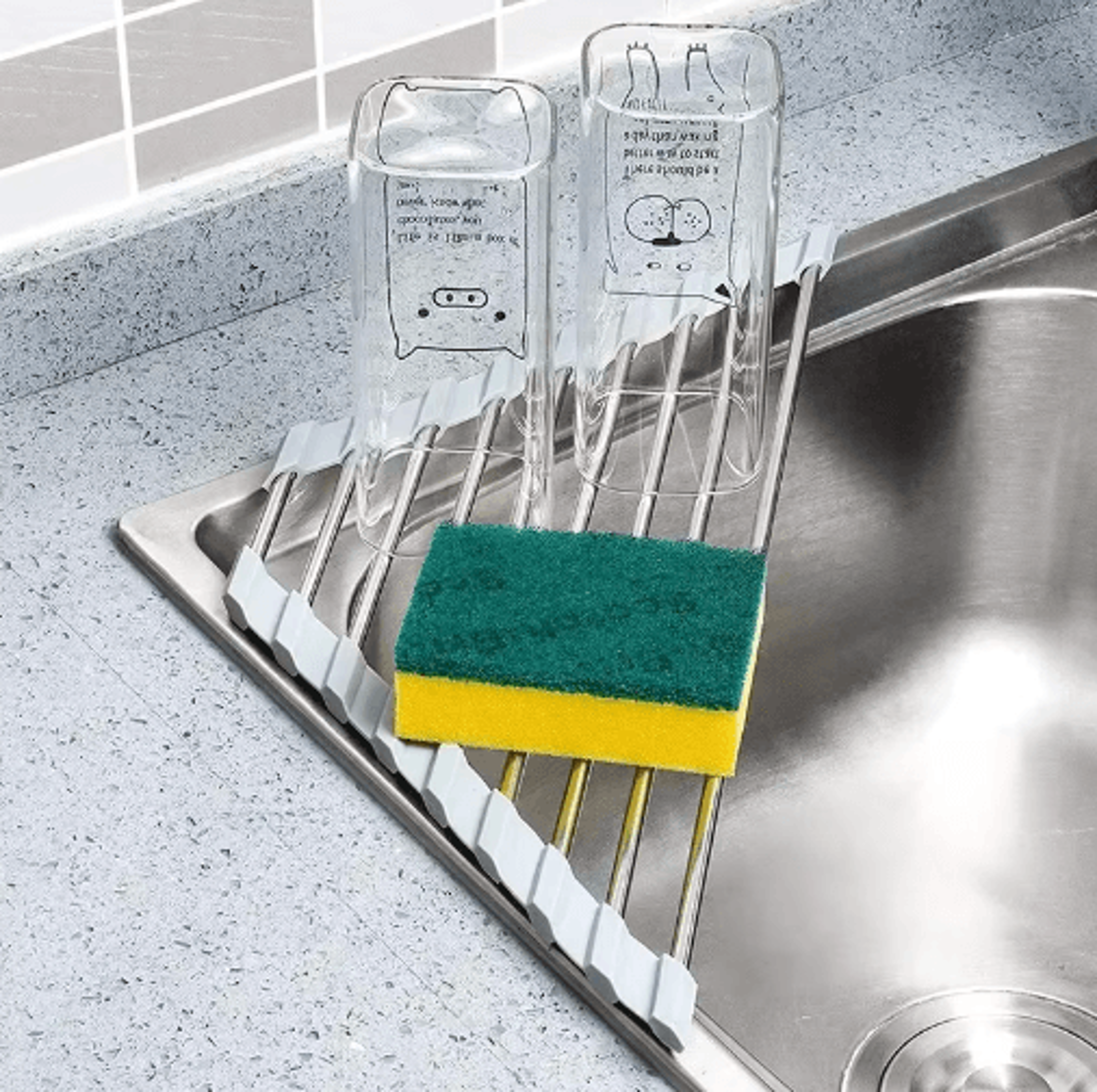 foldable sink drain rack for fruits, vegetables & kitchen essentials