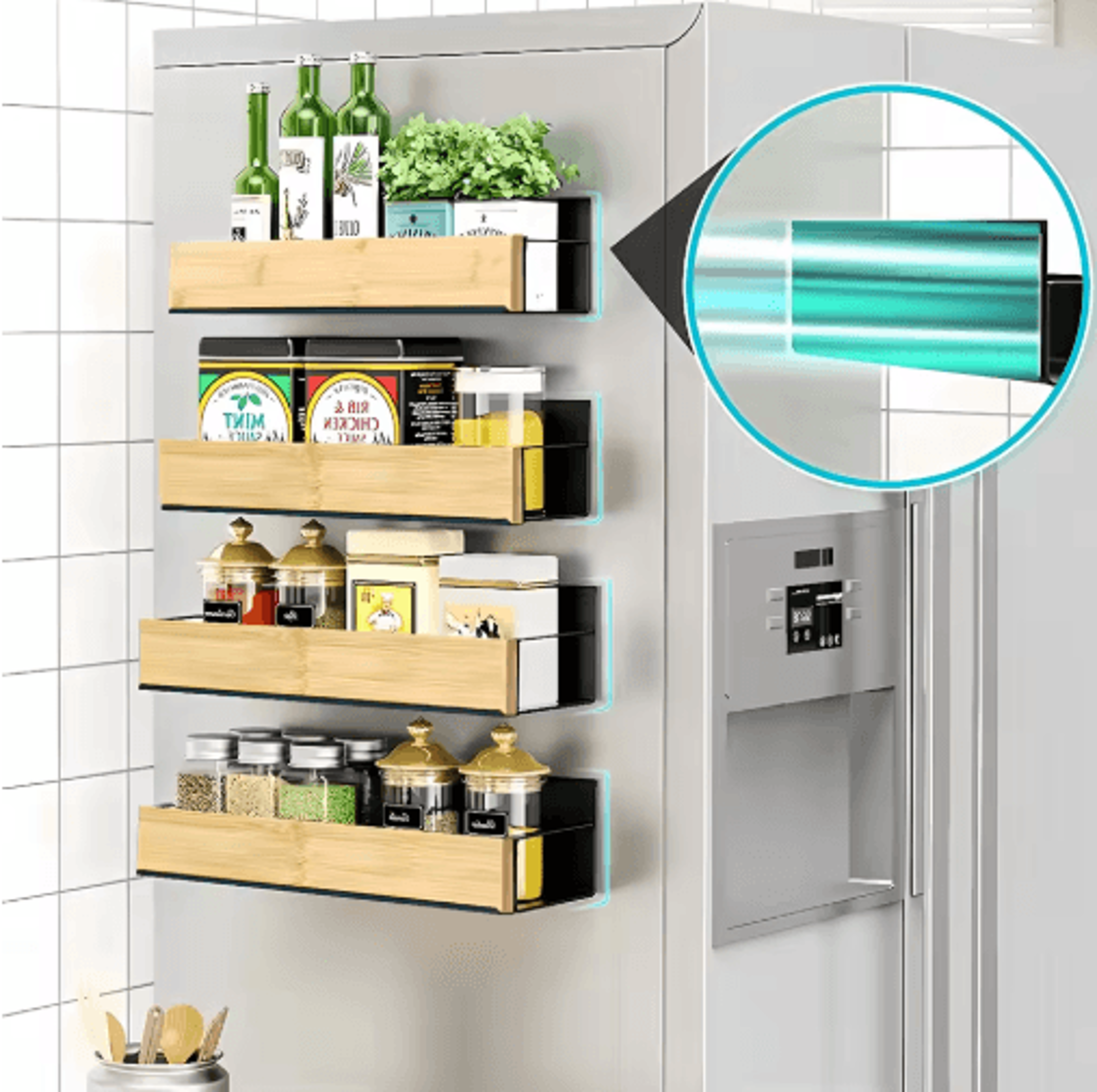 magnetic refrigerator spice rack shelf – space-saving kitchen organizer