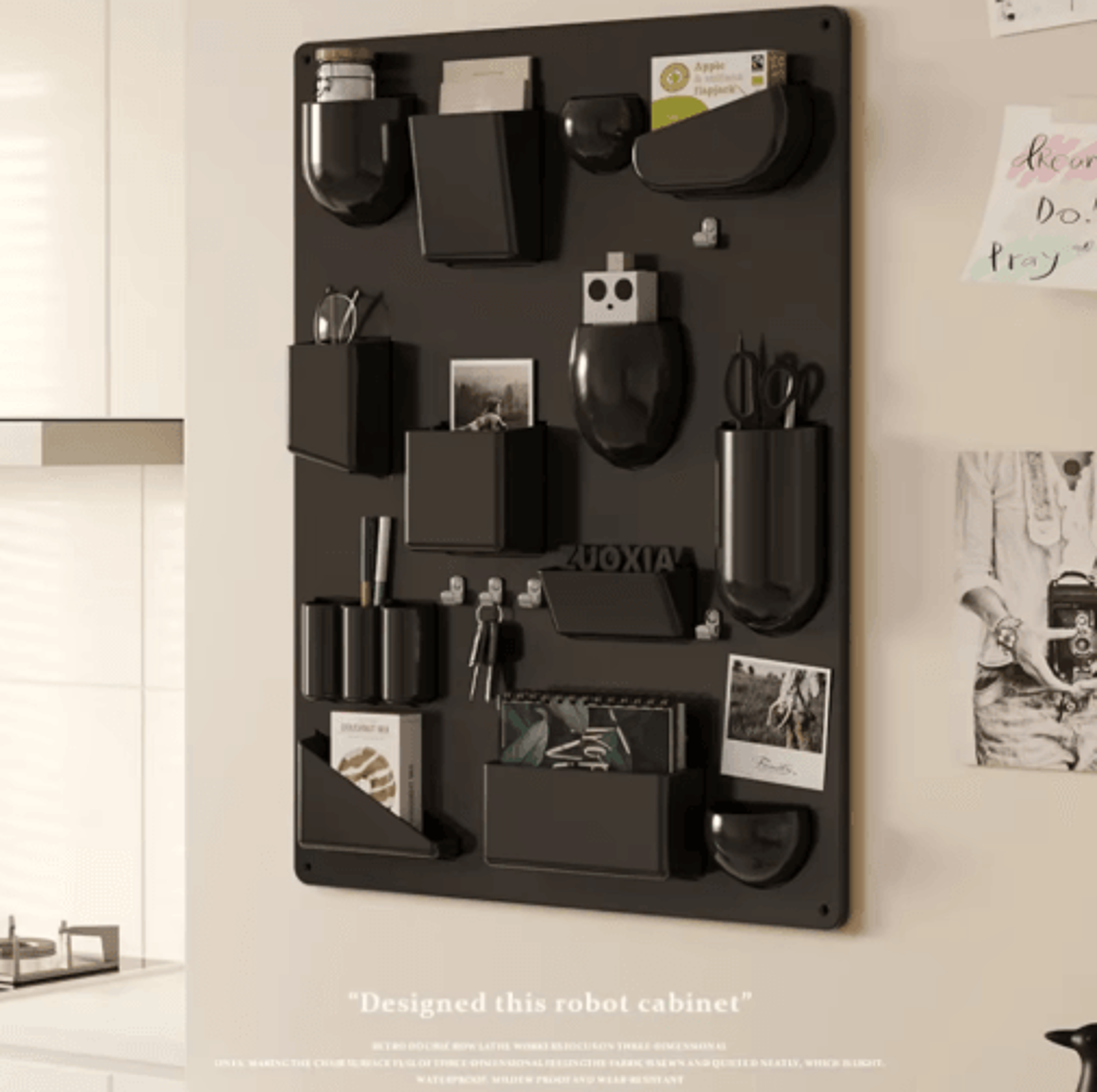 adjustable wall-mounted storage rack with hooks for home, office & workshop organization