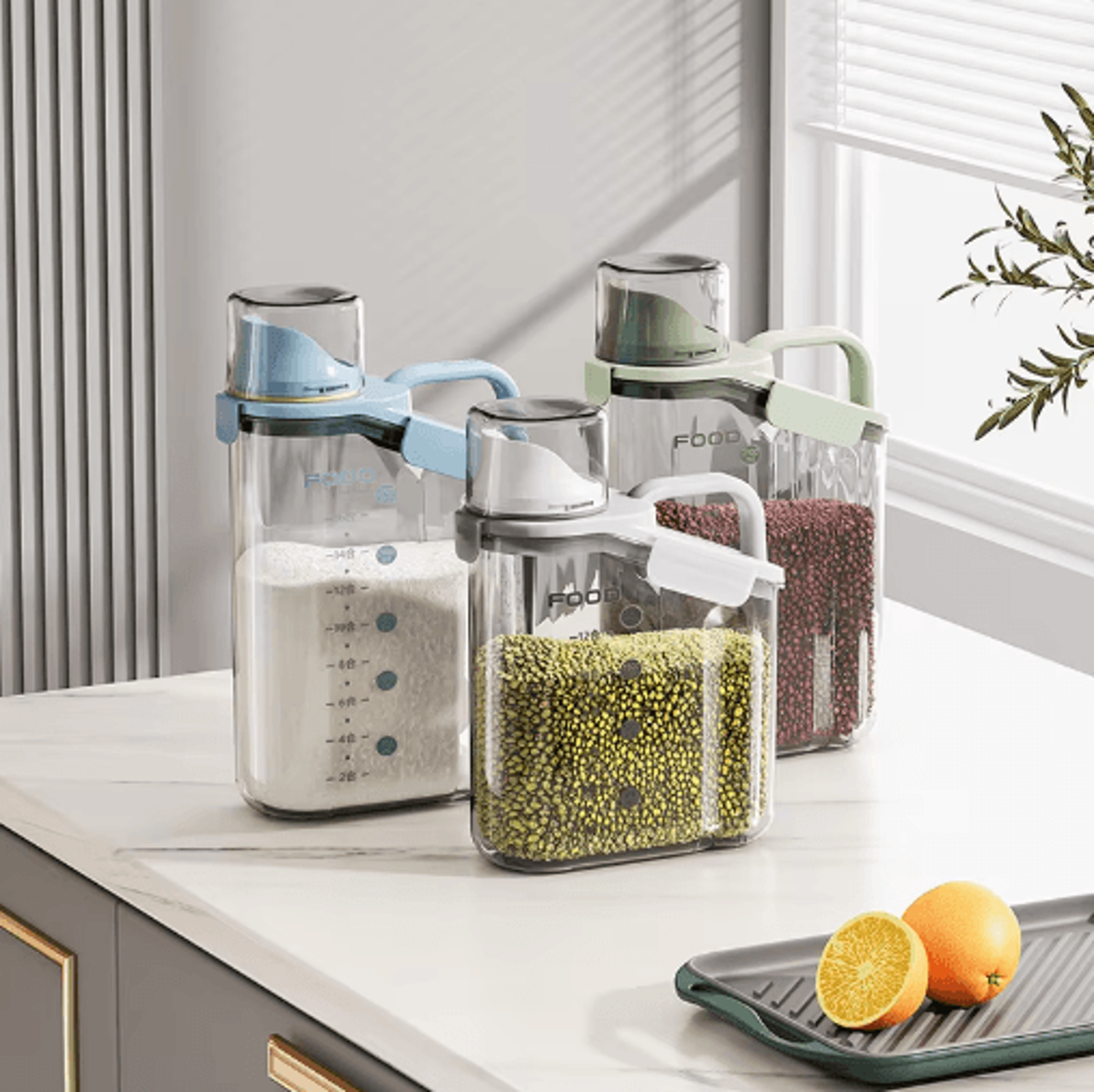 airtight grain & pet food storage container – moisture-proof clear food organizer