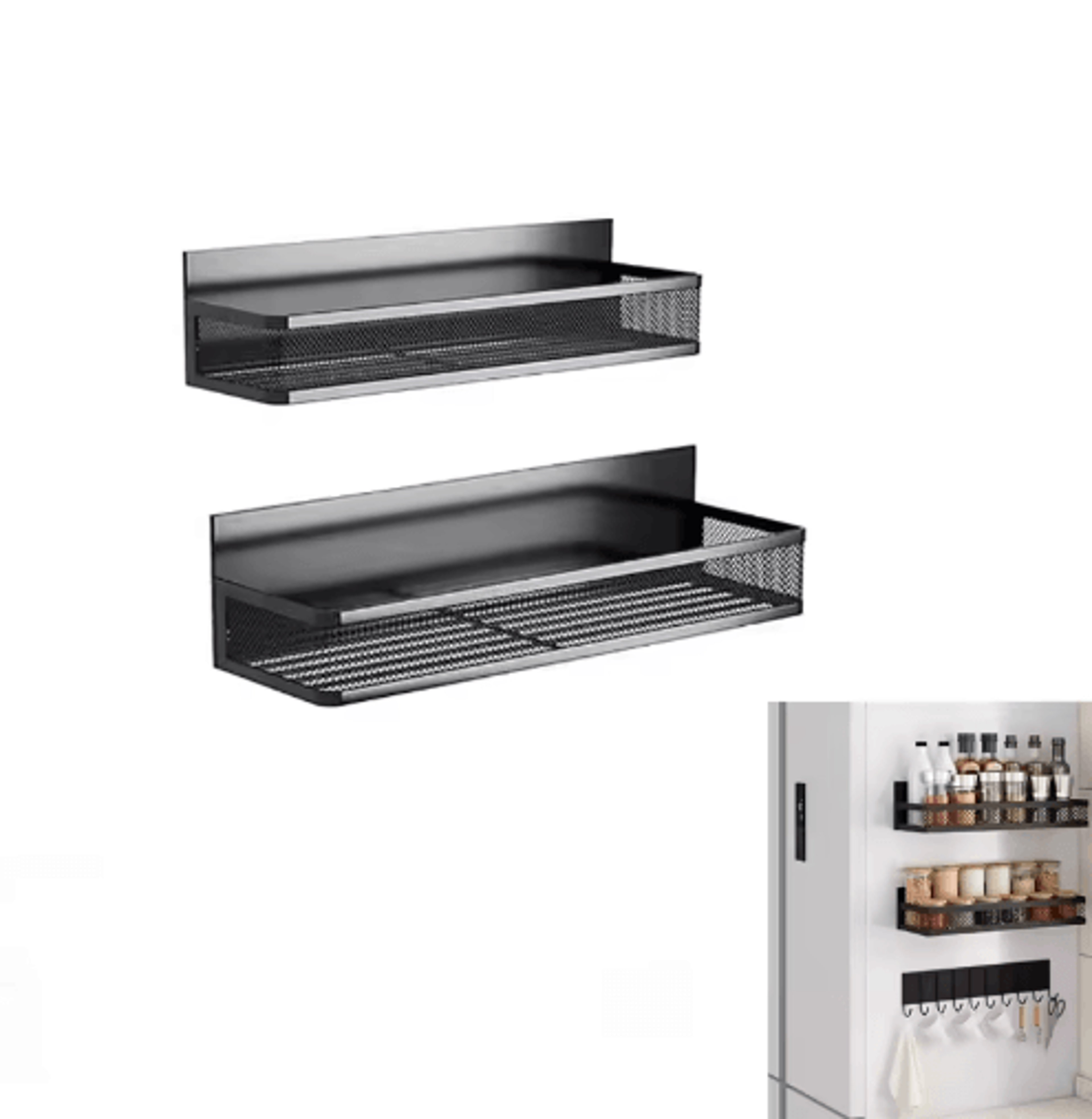 magnetic metal spice rack shelf for refrigerator & kitchen organization