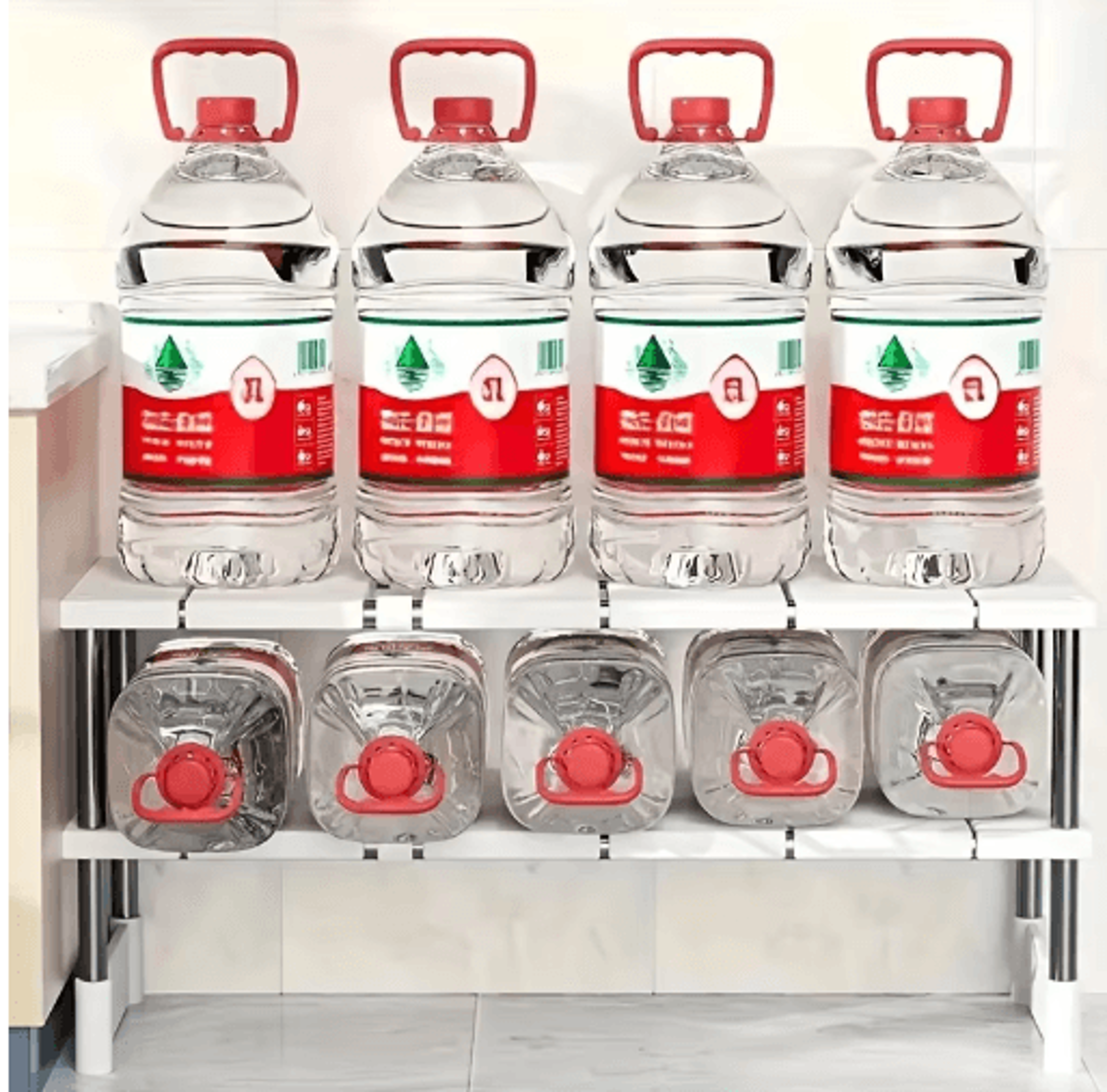 adjustable stainless steel under-sink storage rack for kitchen & bathroom organization