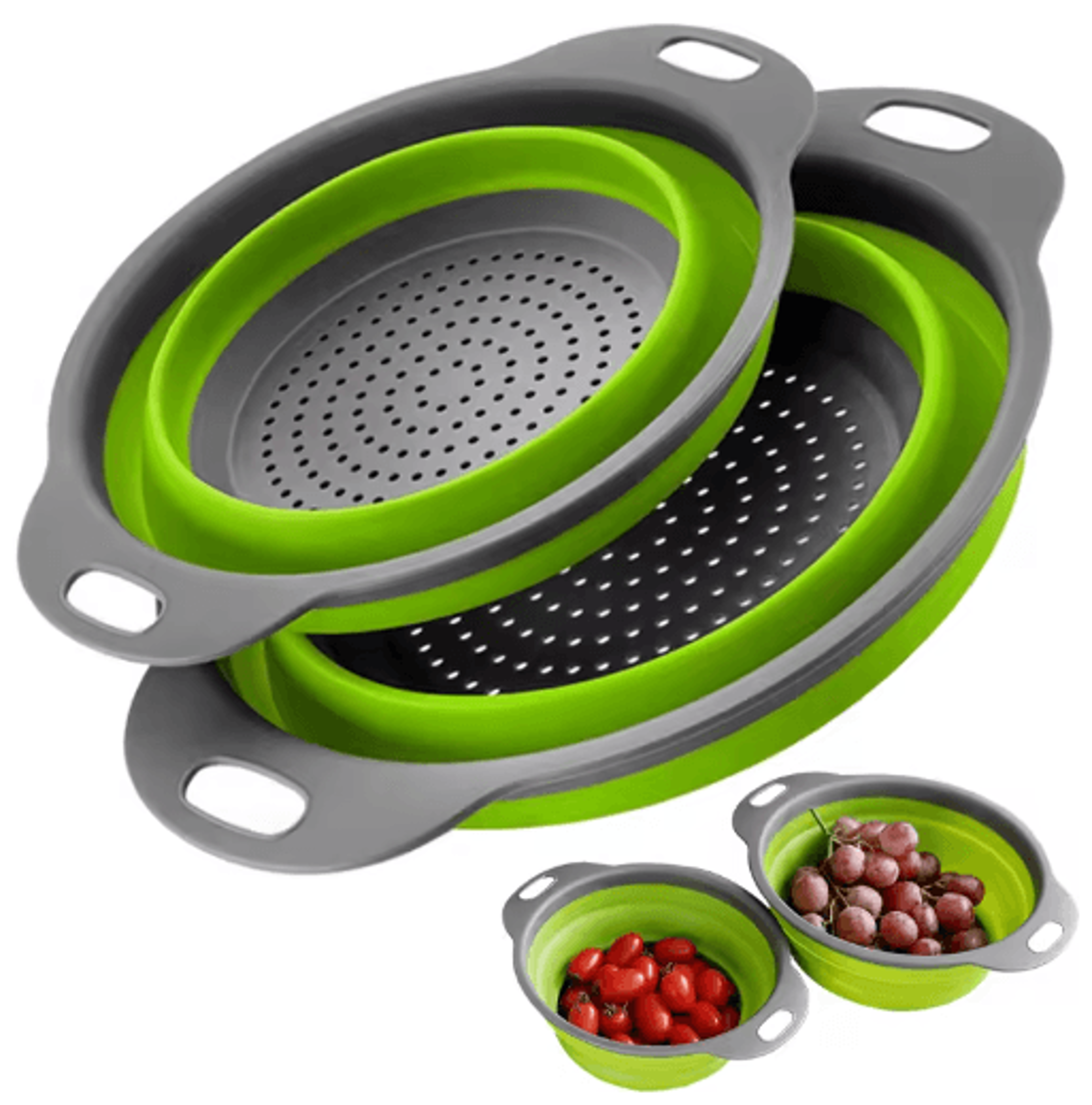 collapsible silicone colander basket for washing & draining fruits and vegetables