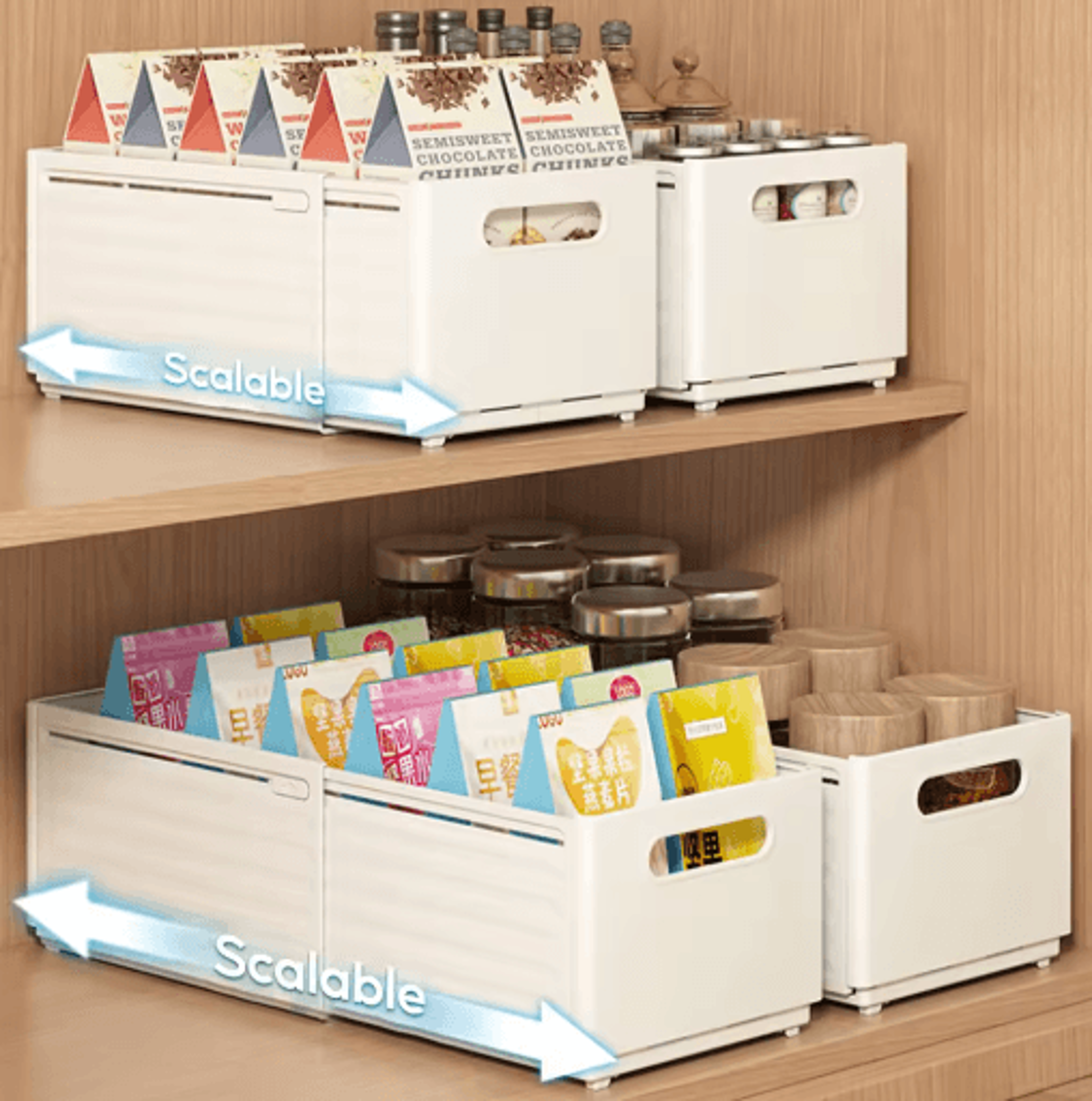 retractable kitchen storage box for snacks, spices & refrigerator organization