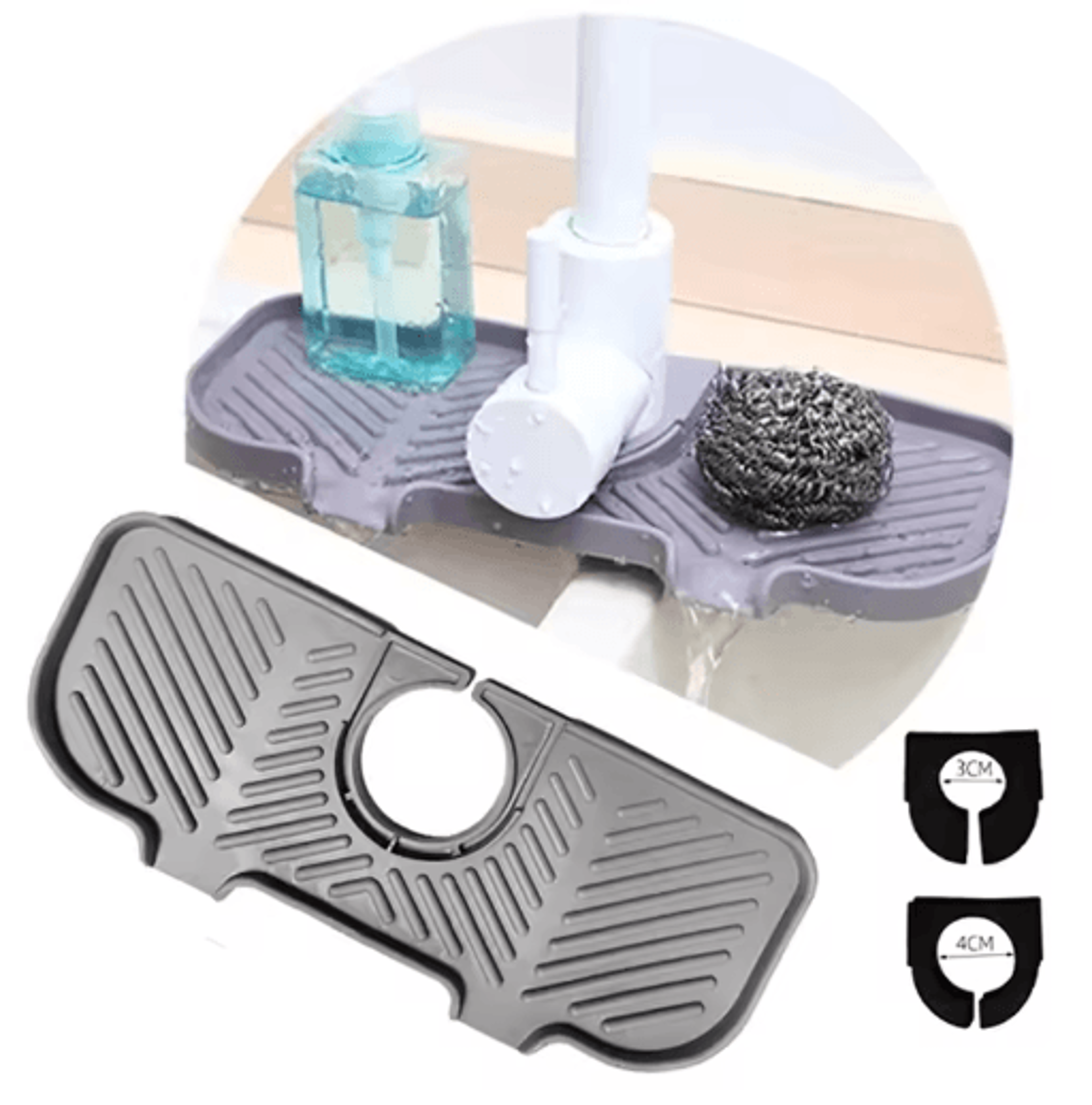 self-draining silicone soap holder & sponge organizer for kitchen sink