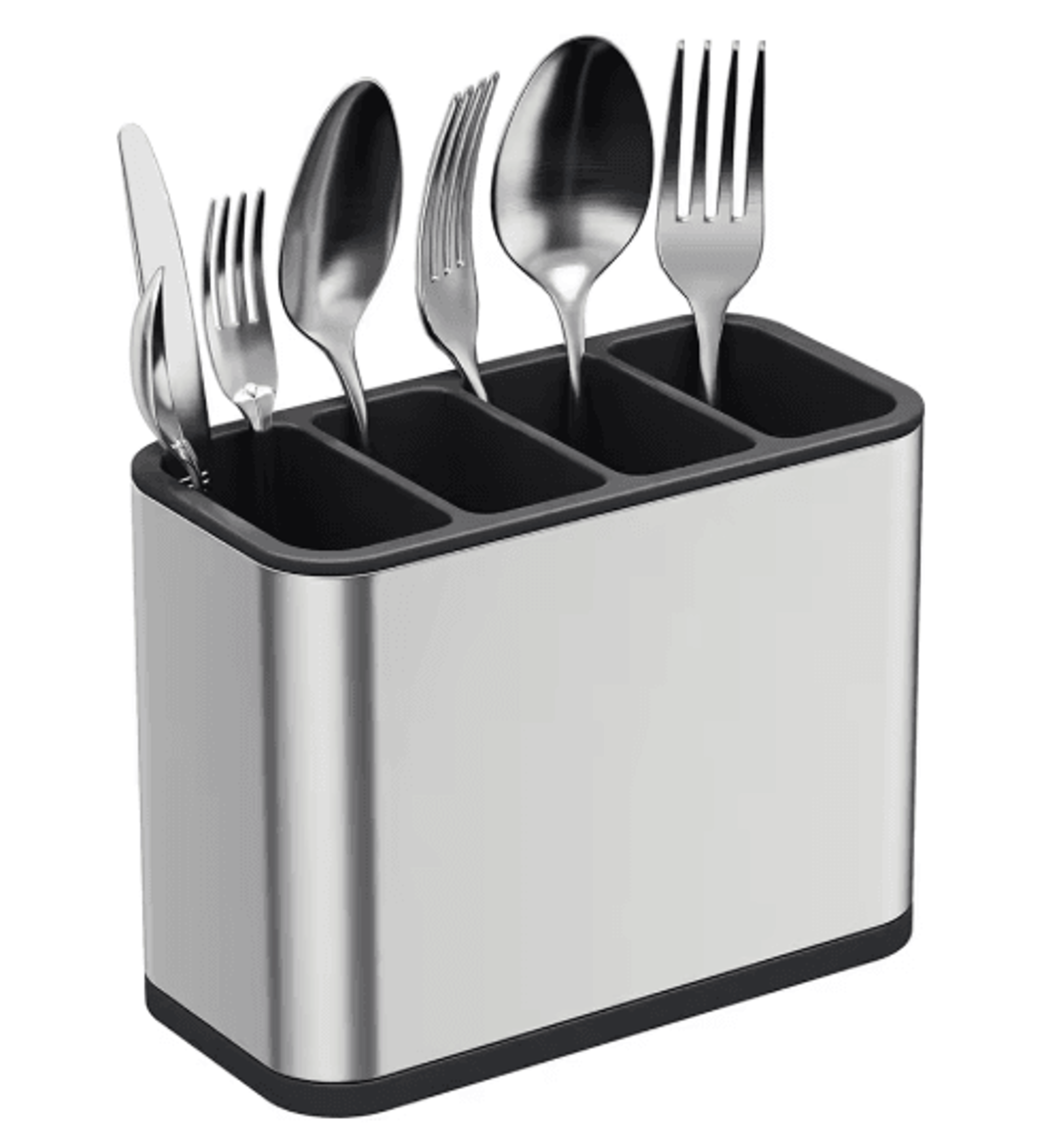 stainless steel cutlery organizer & utensil drying rack with 4 compartments