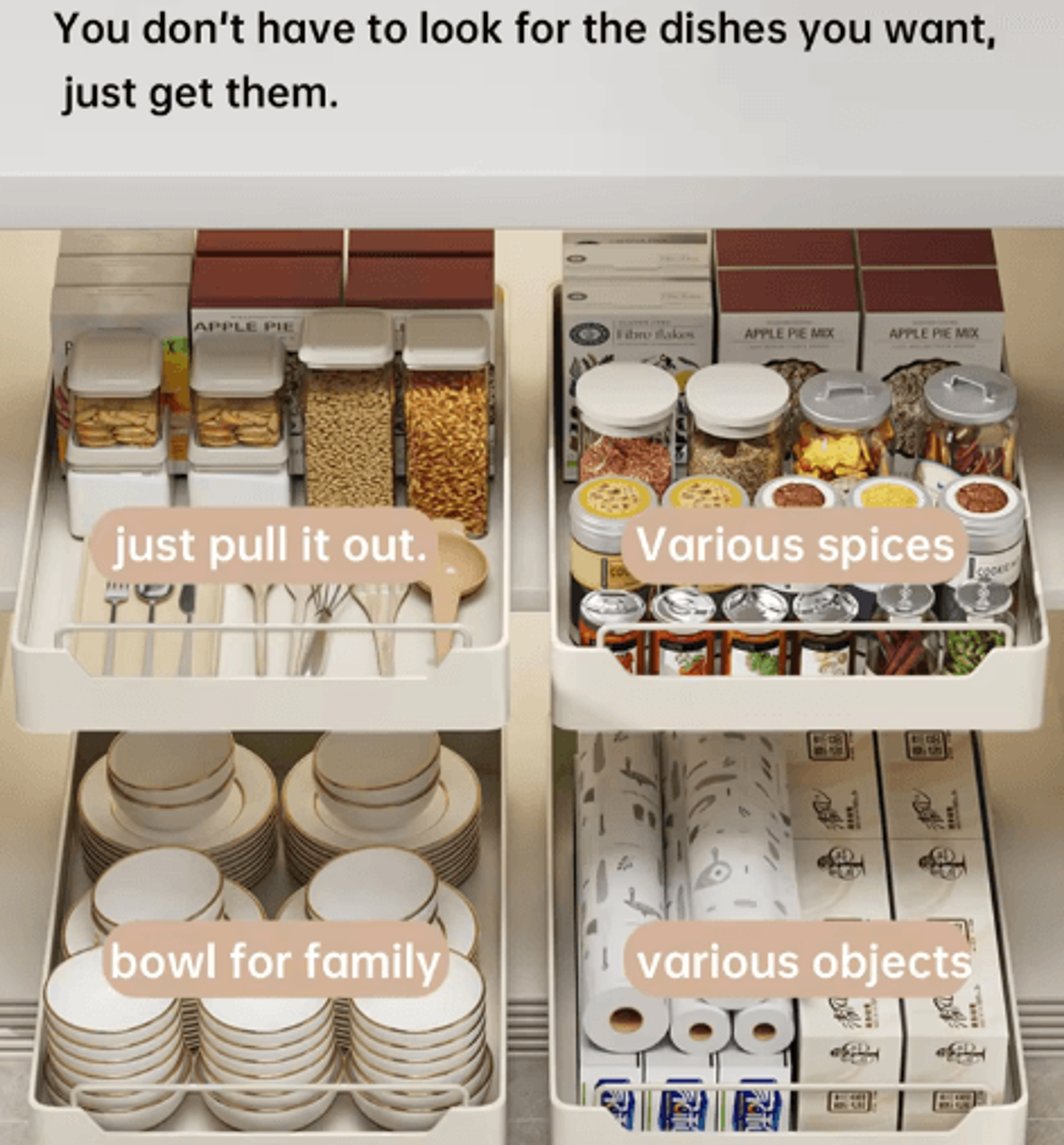 pull-out kitchen cabinet organizer with sliding rail storage basket