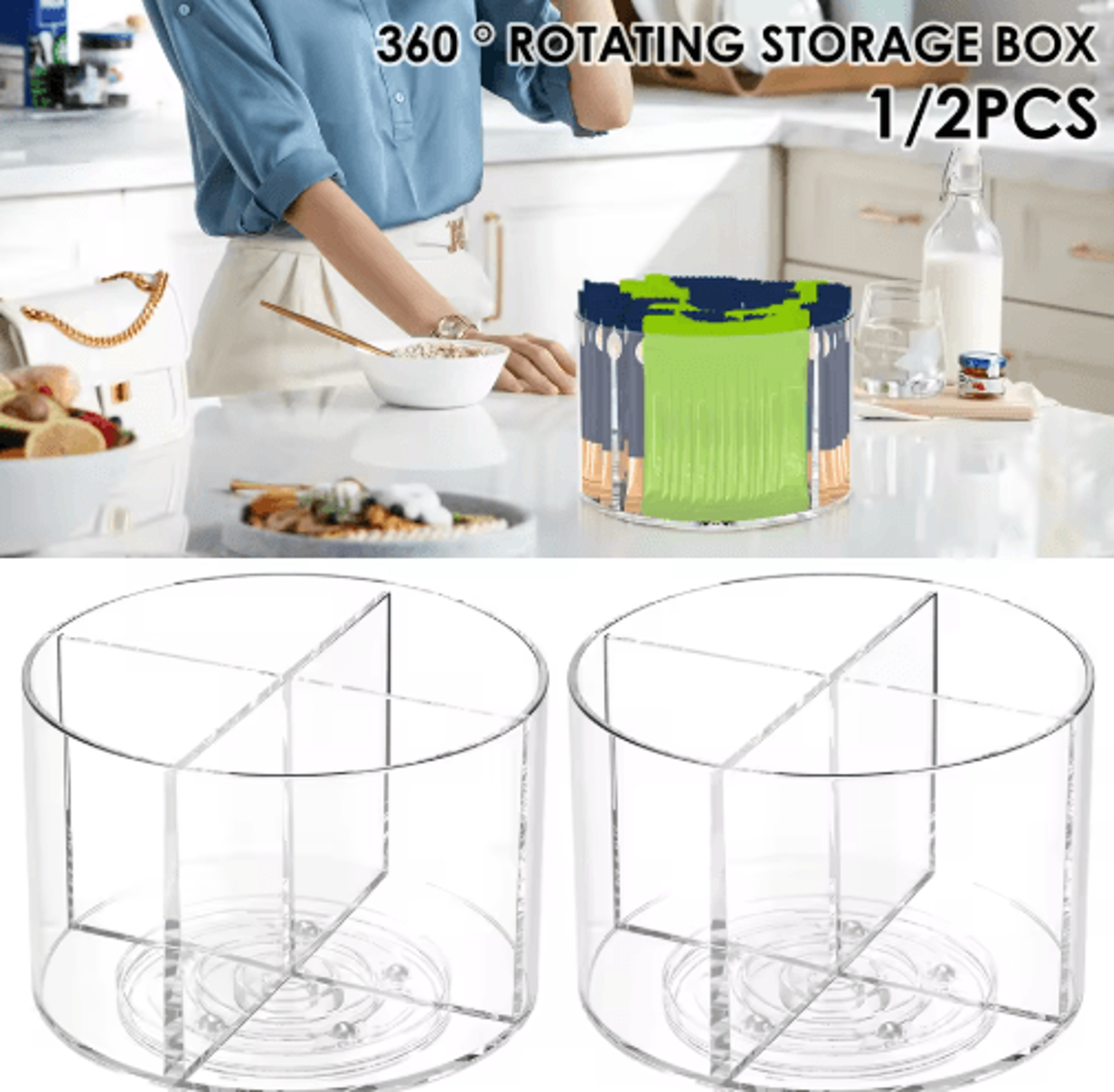 rotating spice & flavor packet organizer tray for kitchen and vanity storage