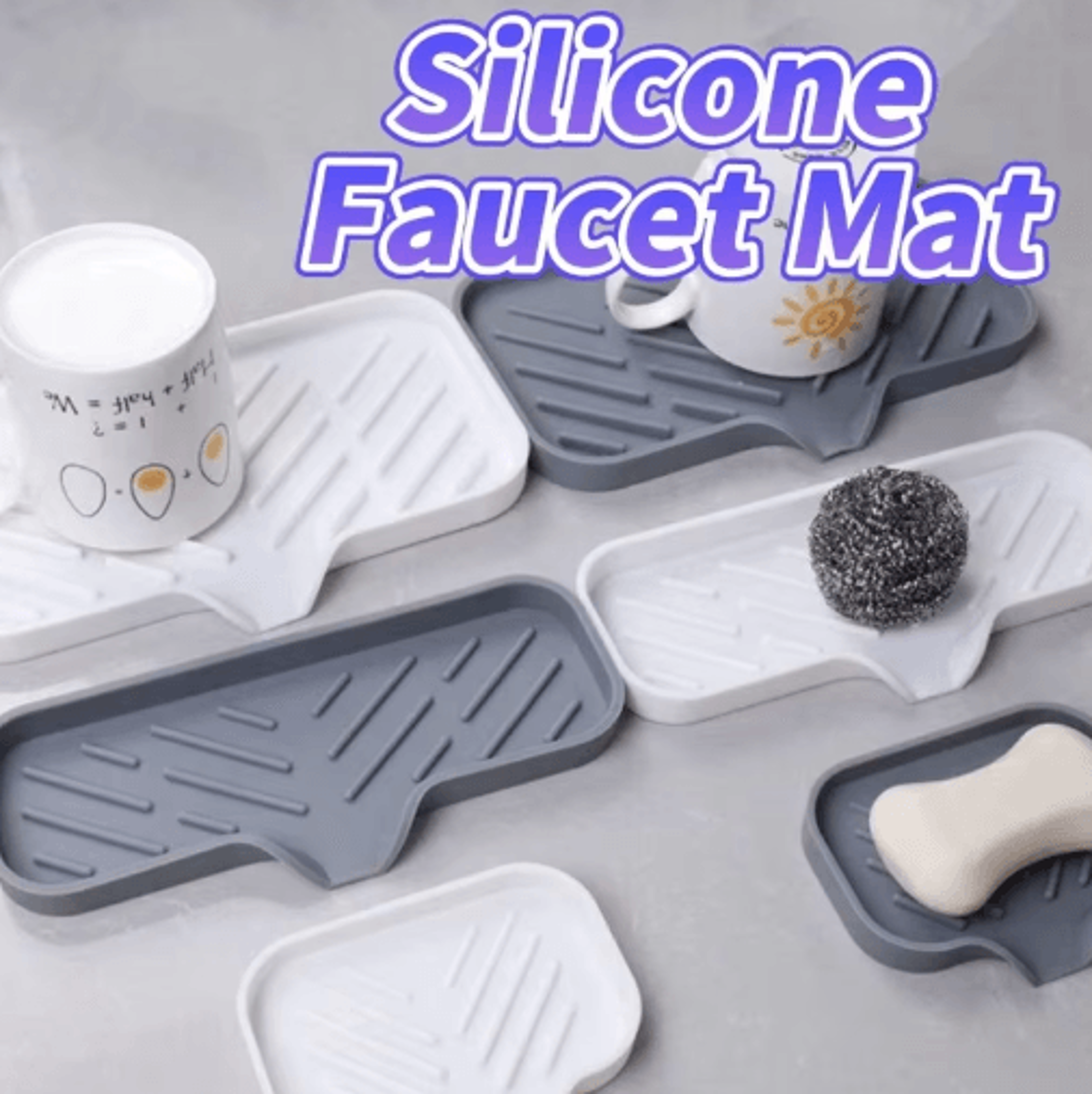 silicone sink tray with drainage for soap, sponge & brush organization