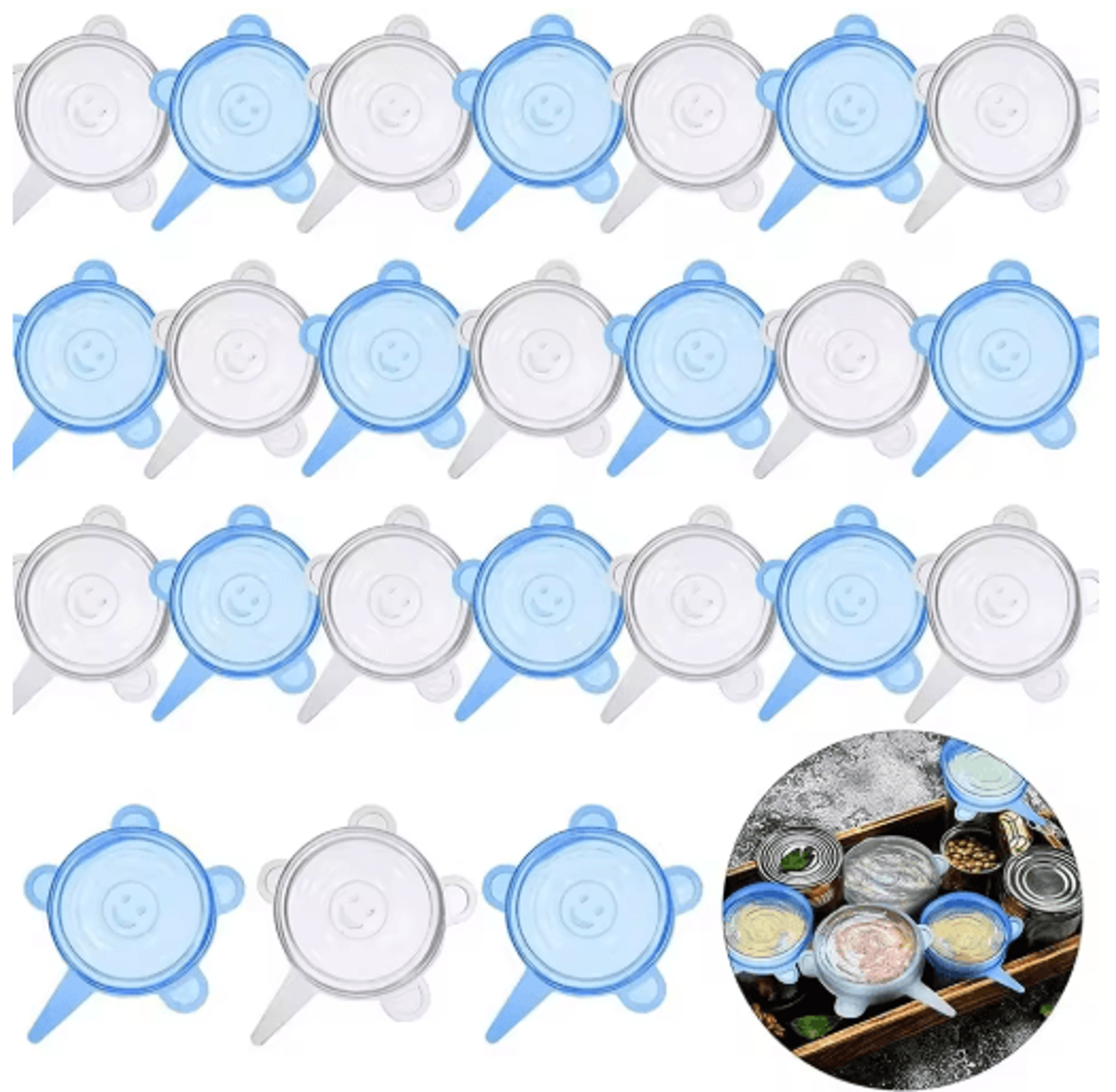 reusable silicone stretch lids set for jars, bowls & food storage
