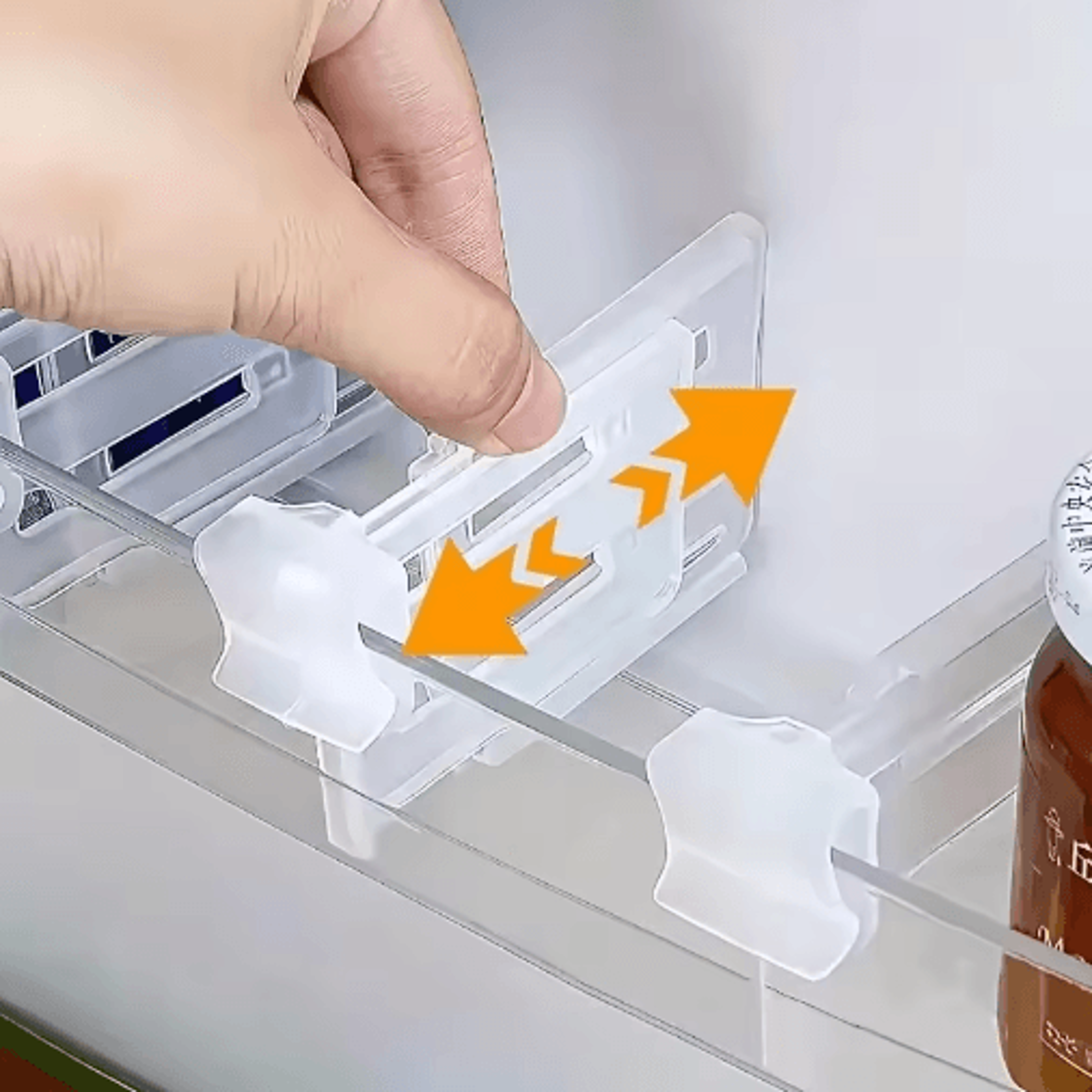 adjustable refrigerator space divider for drinks, sauces & fridge organization