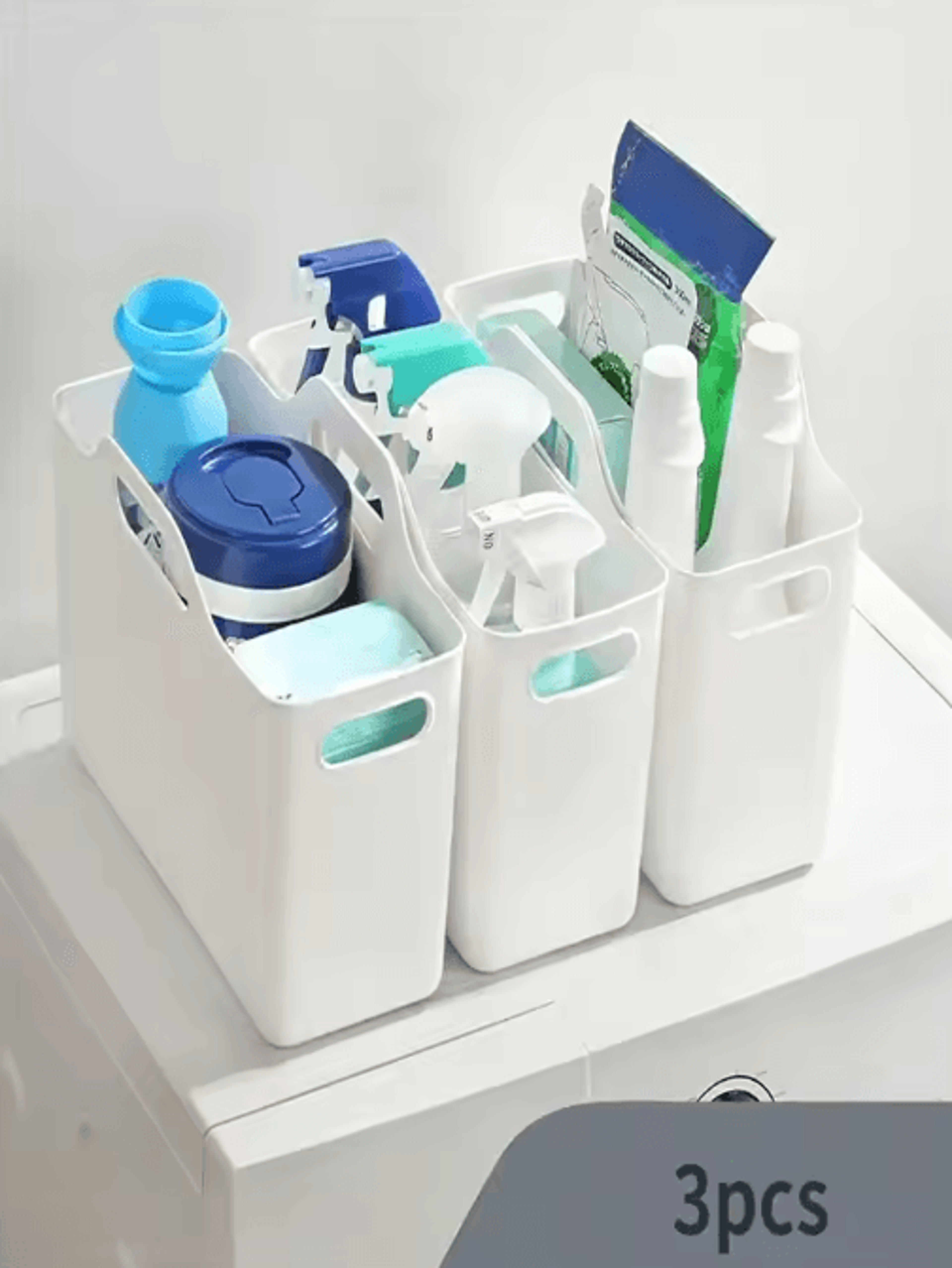 multifunctional under-sink storage basket for cleaning supplies & household organization