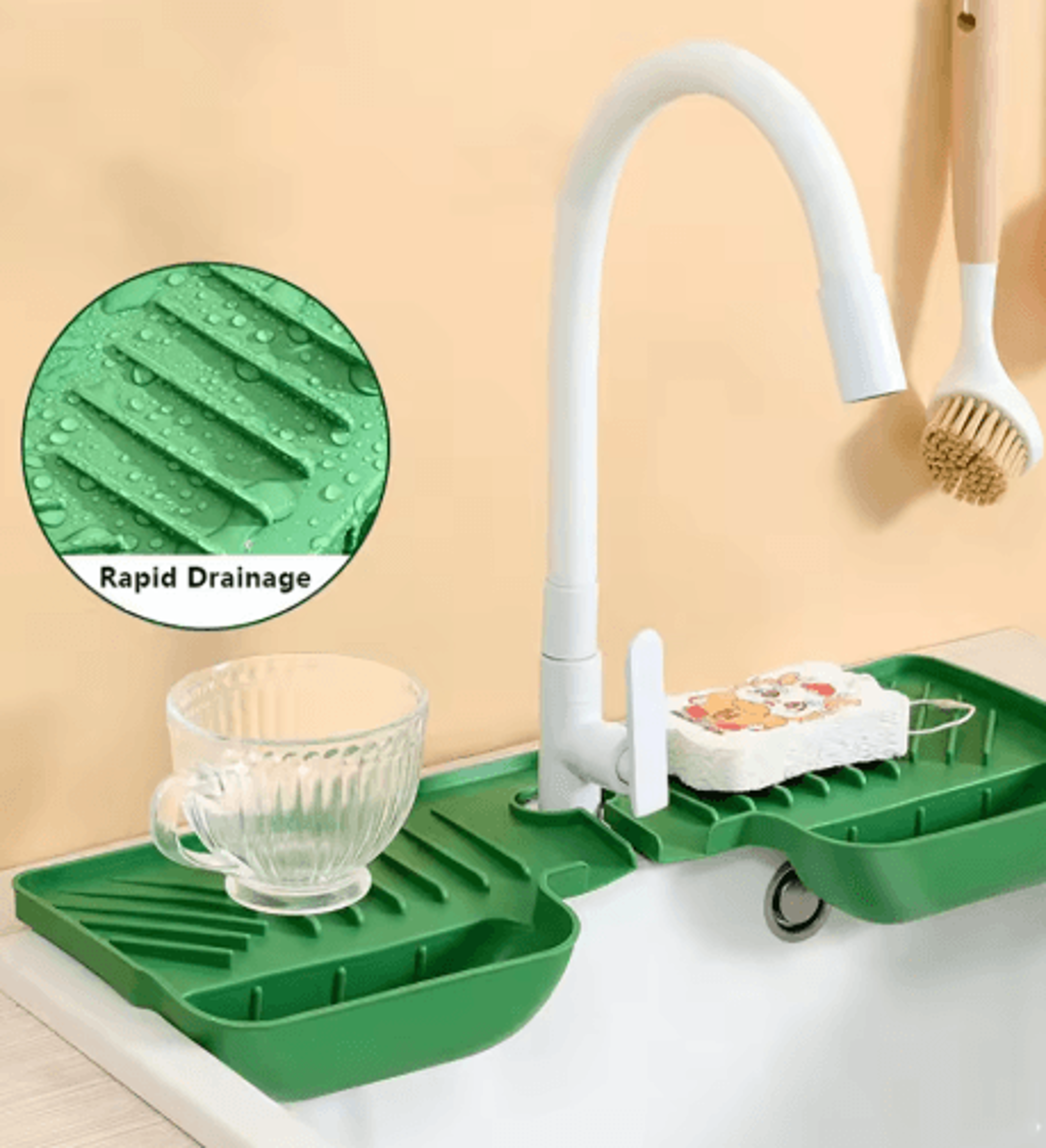 silicone sink splash guard mat with drainage organizer for kitchen sinks
