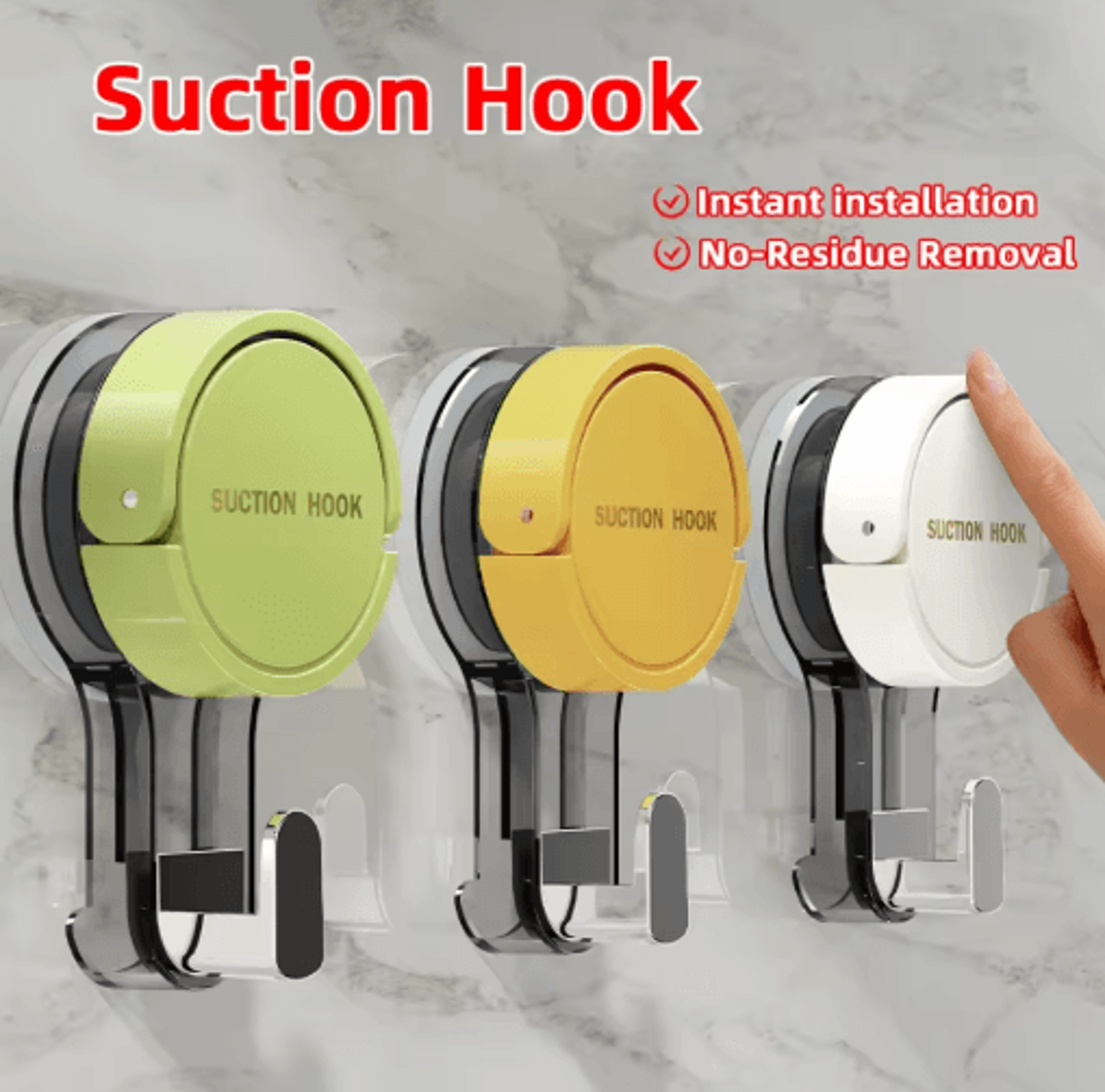 strong vacuum suction hooks for bathroom, kitchen & home organization
