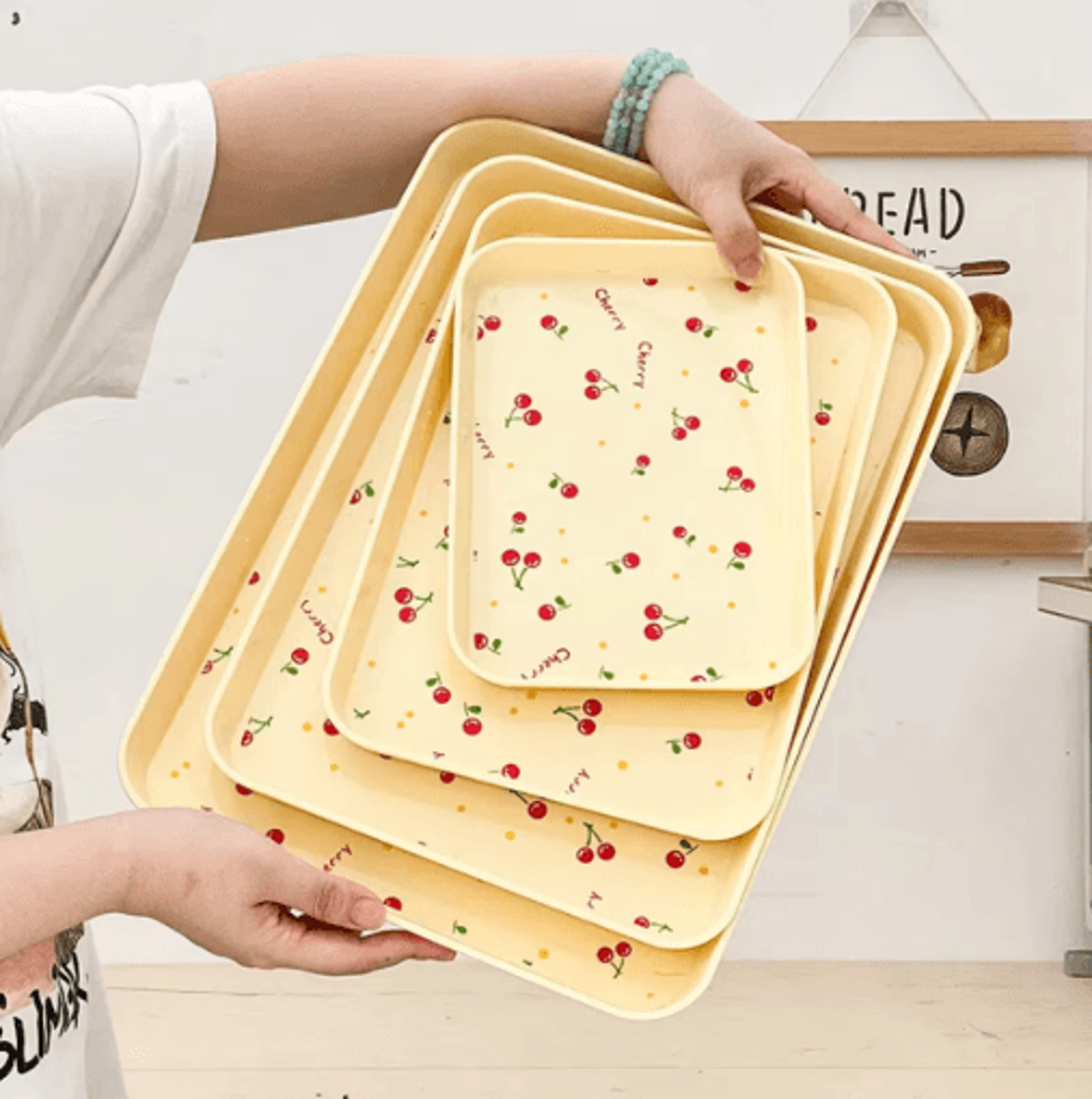 worthbuy cherry pattern serving tray for desserts, jewelry & home organization