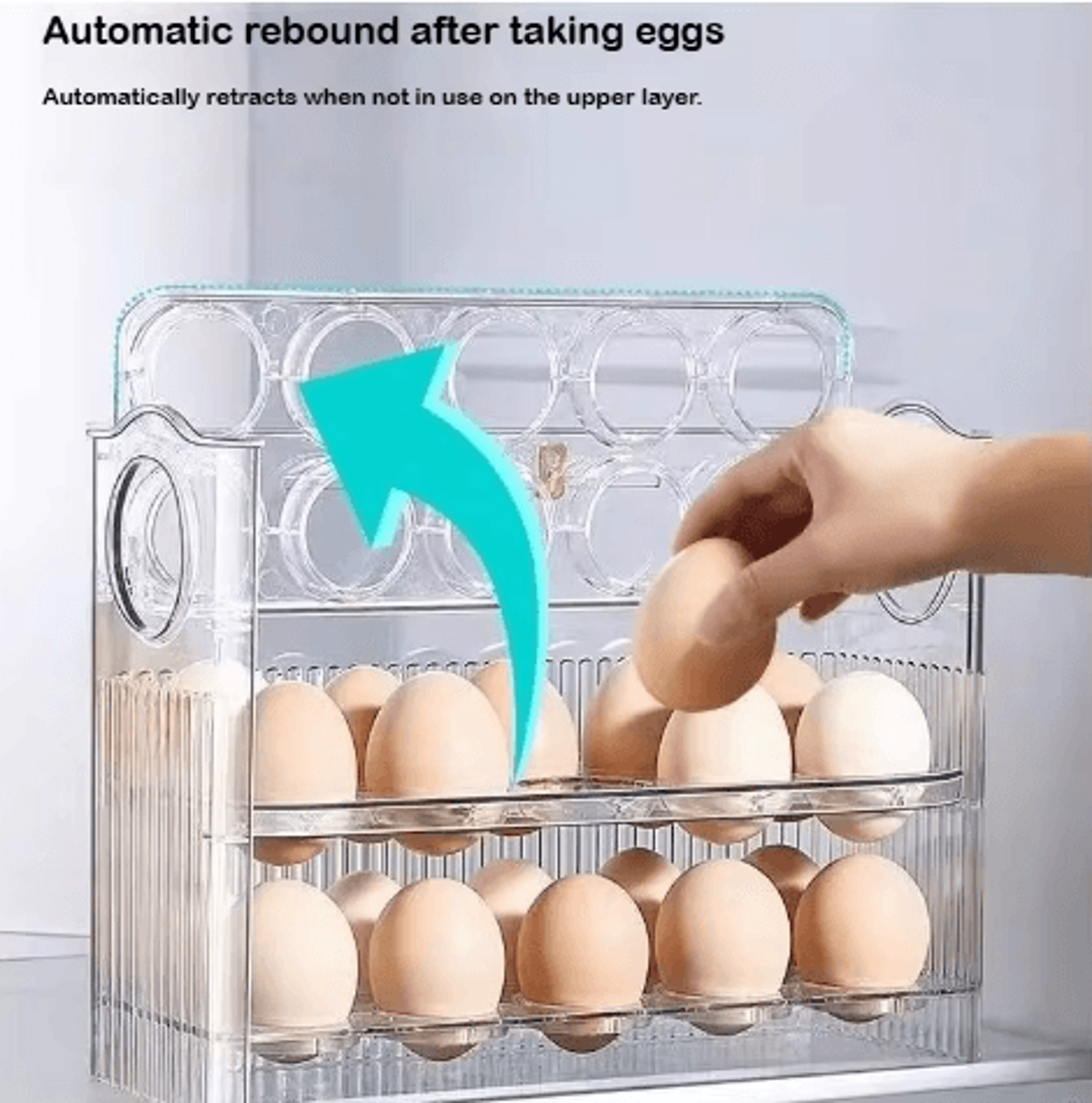 automatic rolling egg storage box for refrigerator door organization