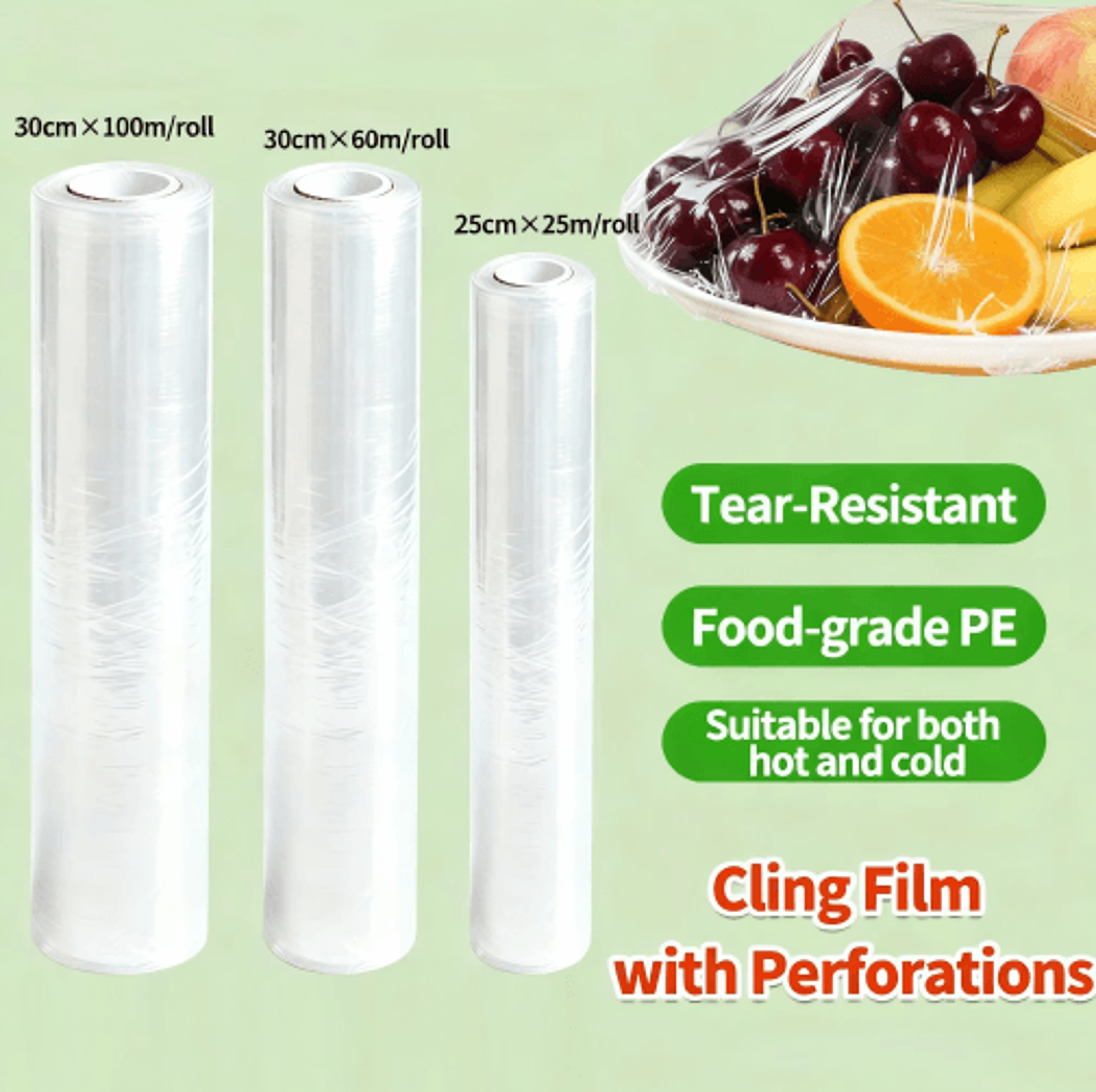 disposable pe cling film roll for food storage & microwave use