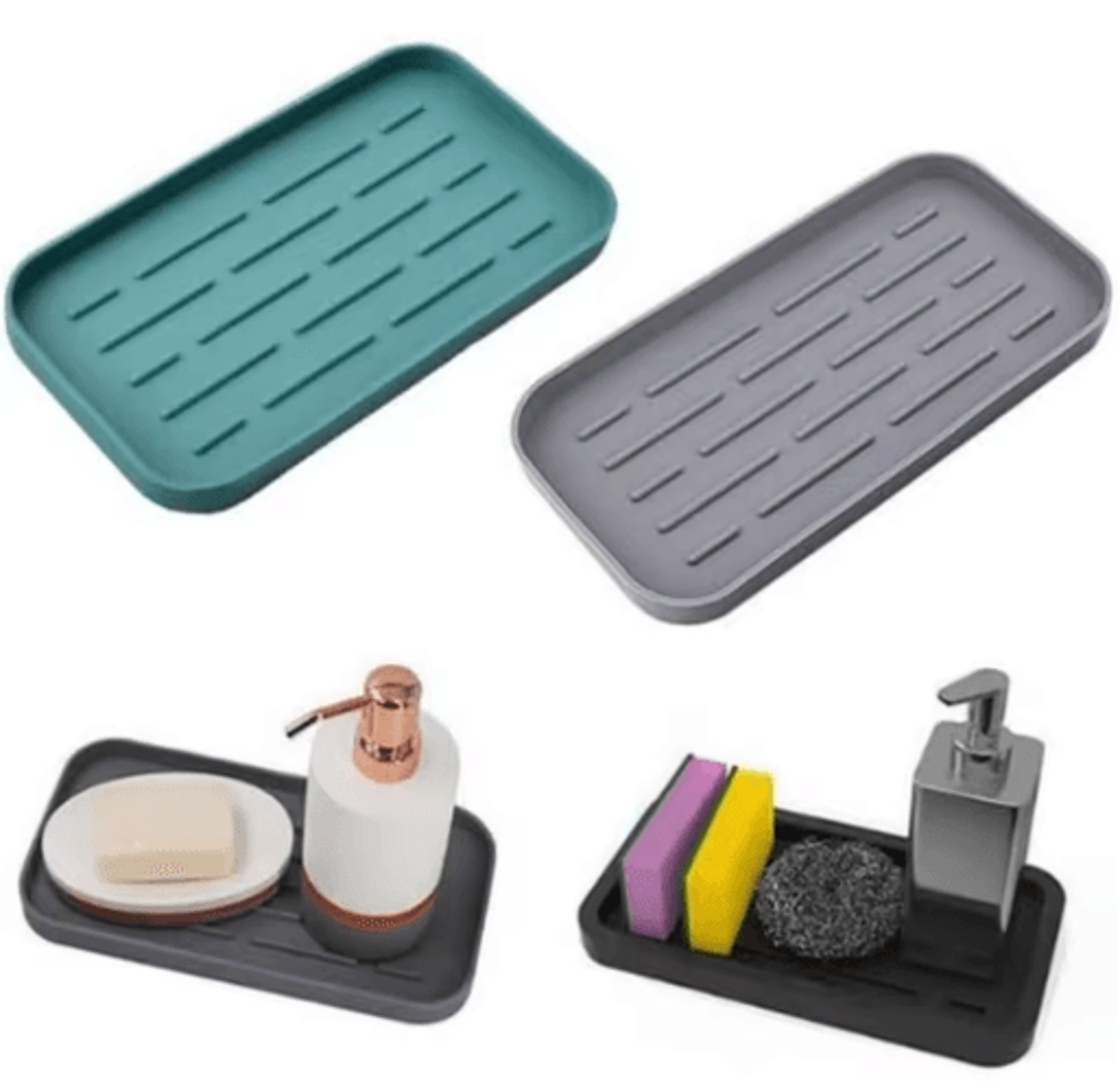flexible silicone drain tray for kitchen sink organization