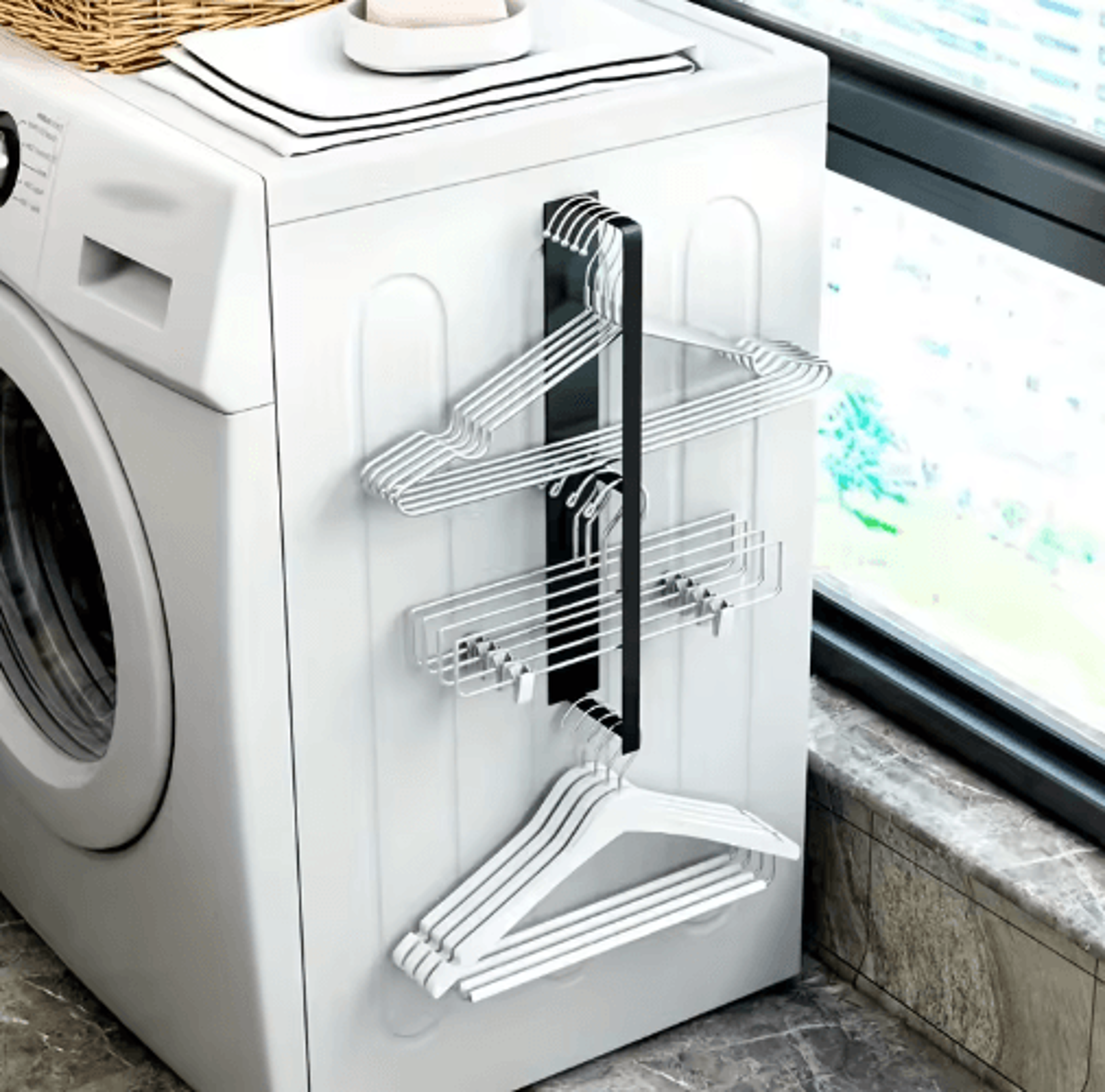 magnetic wall-mounted towel rack for washing machine & laundry room storage