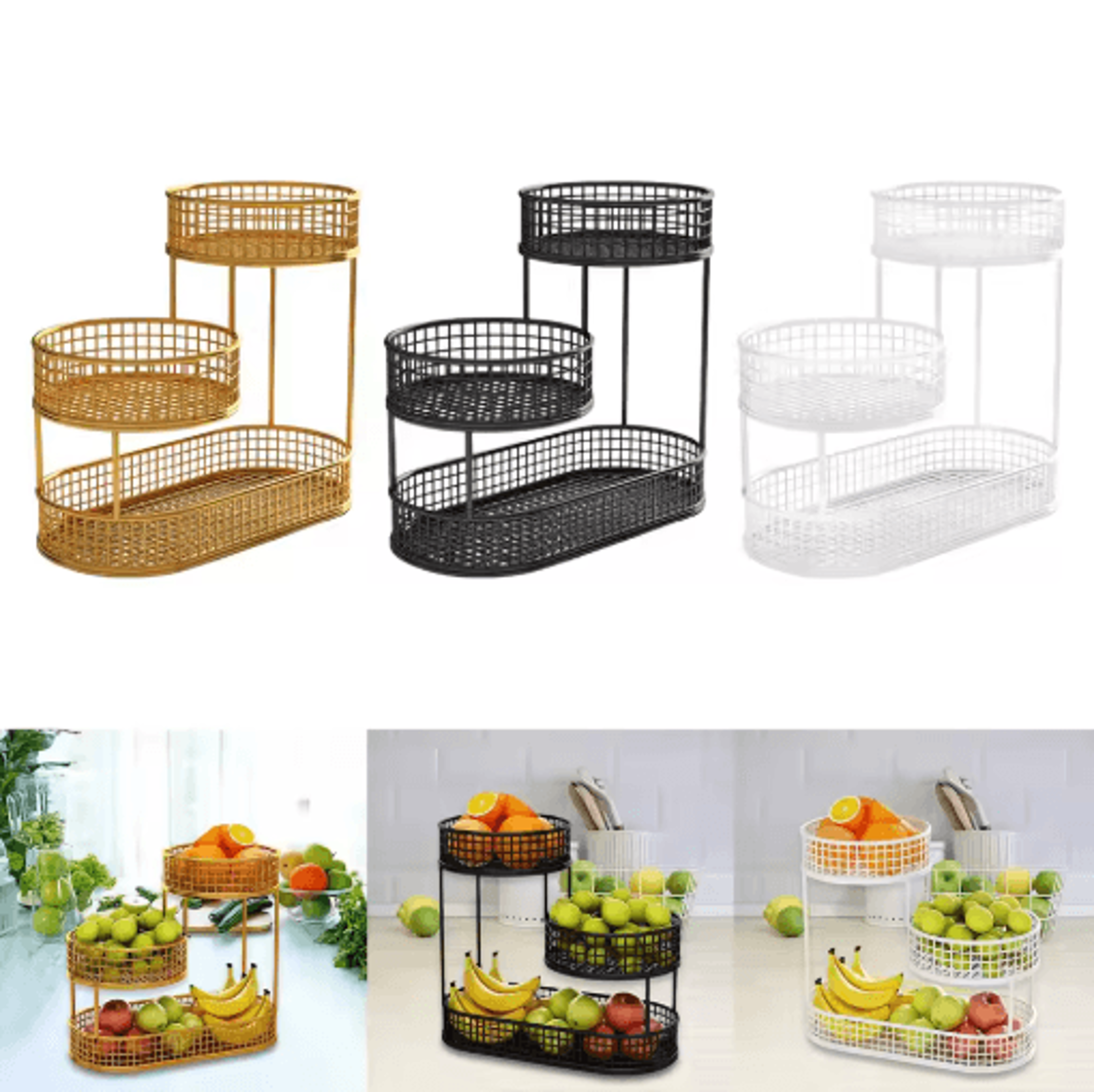 metal wire fruit basket for countertop kitchen storage & serving