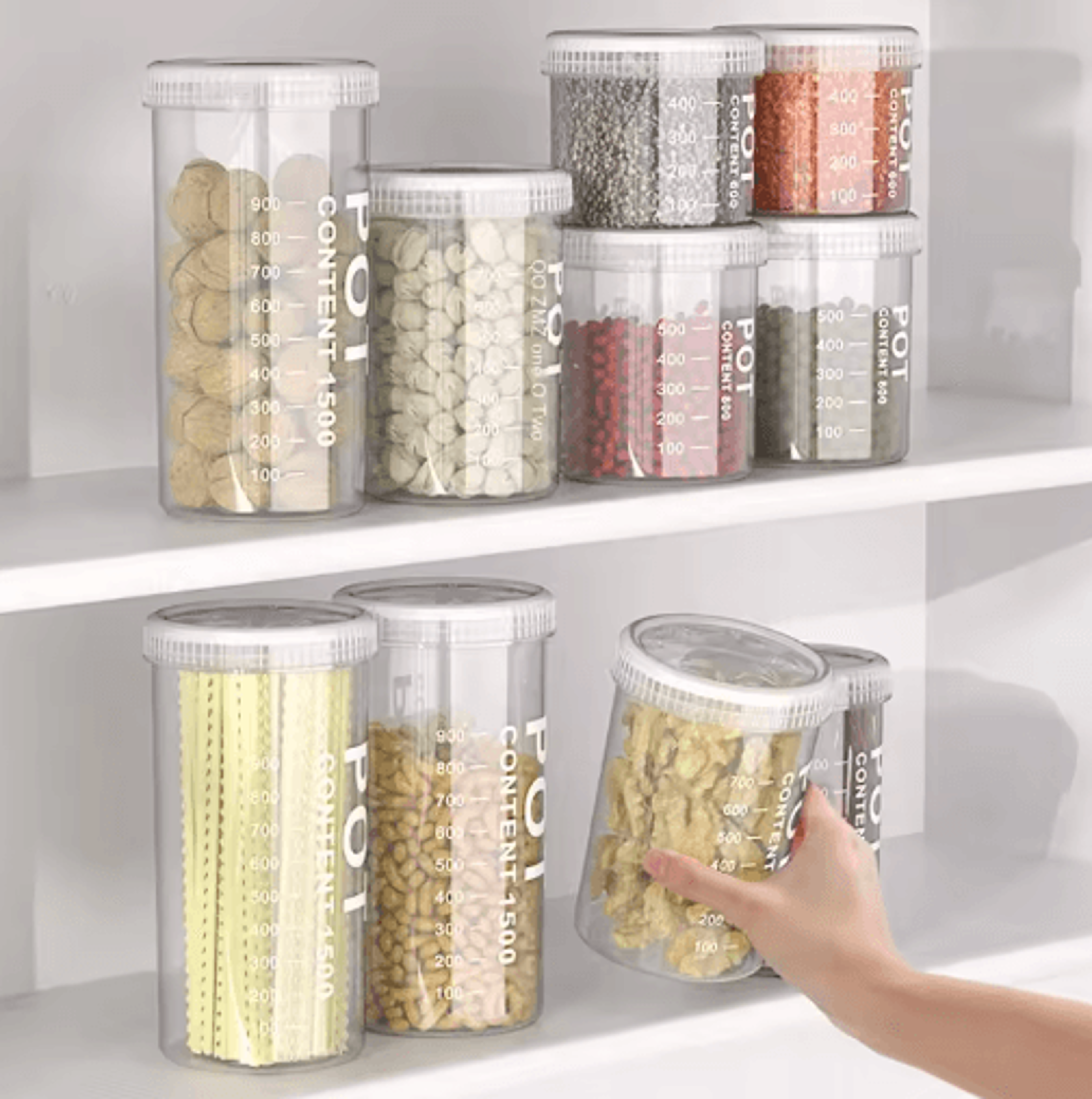 airtight grain & spice storage containers with measurement marks – 2/4 piece set