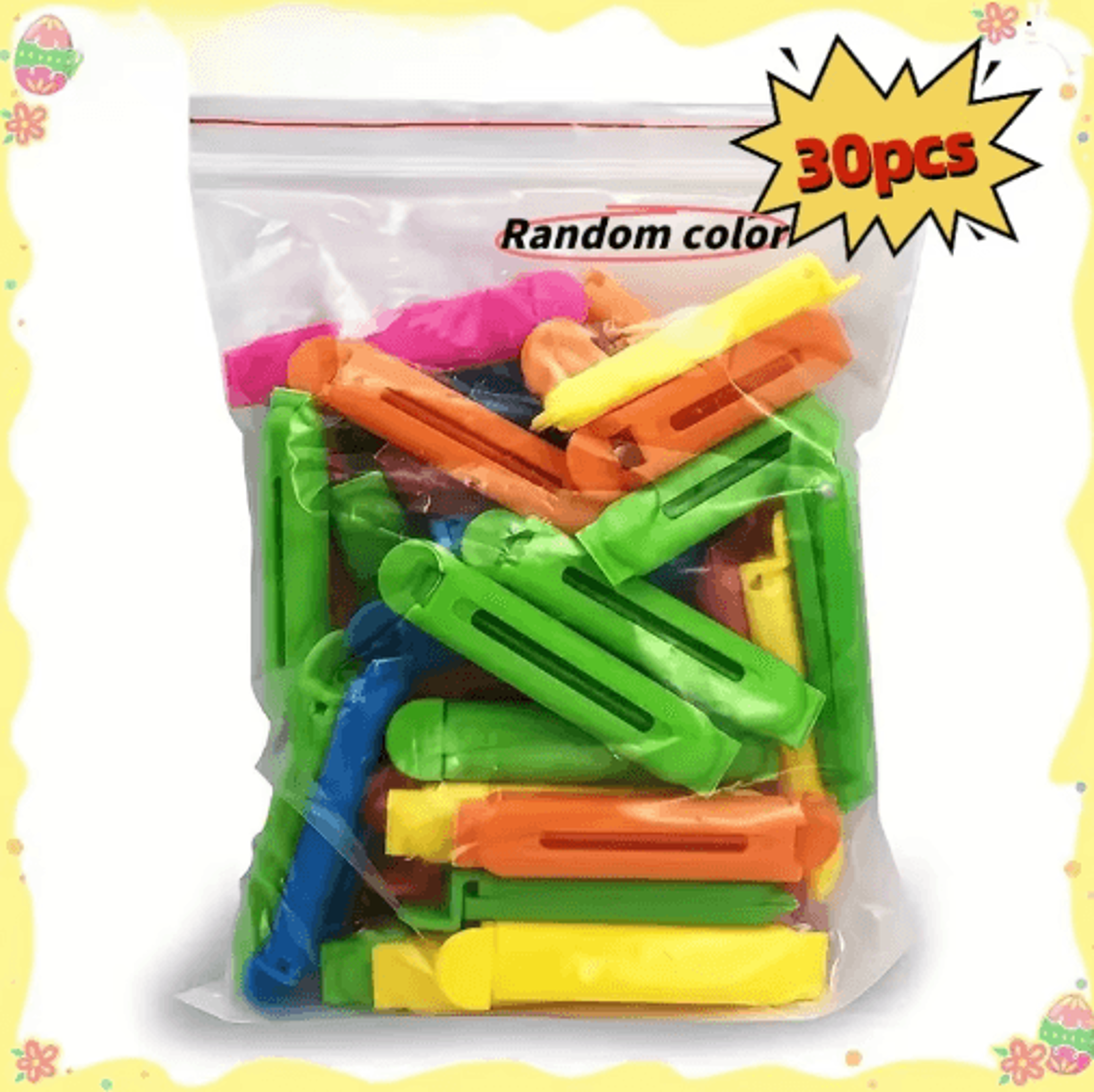 30-piece food sealing clips set for fresh snack & kitchen storage